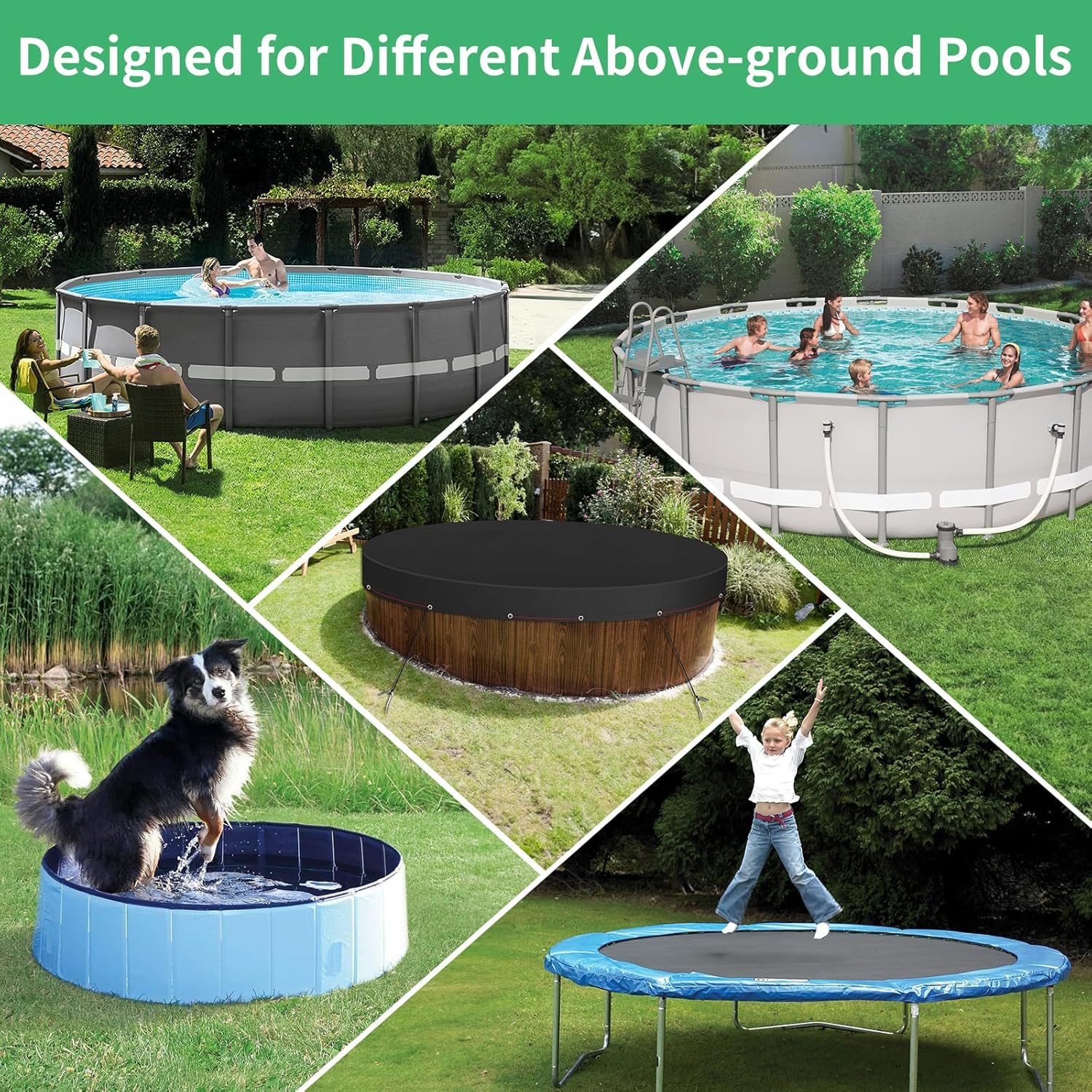 28FT Solar Pool Cover for Above Ground Pools - Round Hot Tub & Stock Tank Cover - Waterproof & UV Resistant with Ground Nails, Winch & Cable - Perfect for Winter Protection & Energy Savings