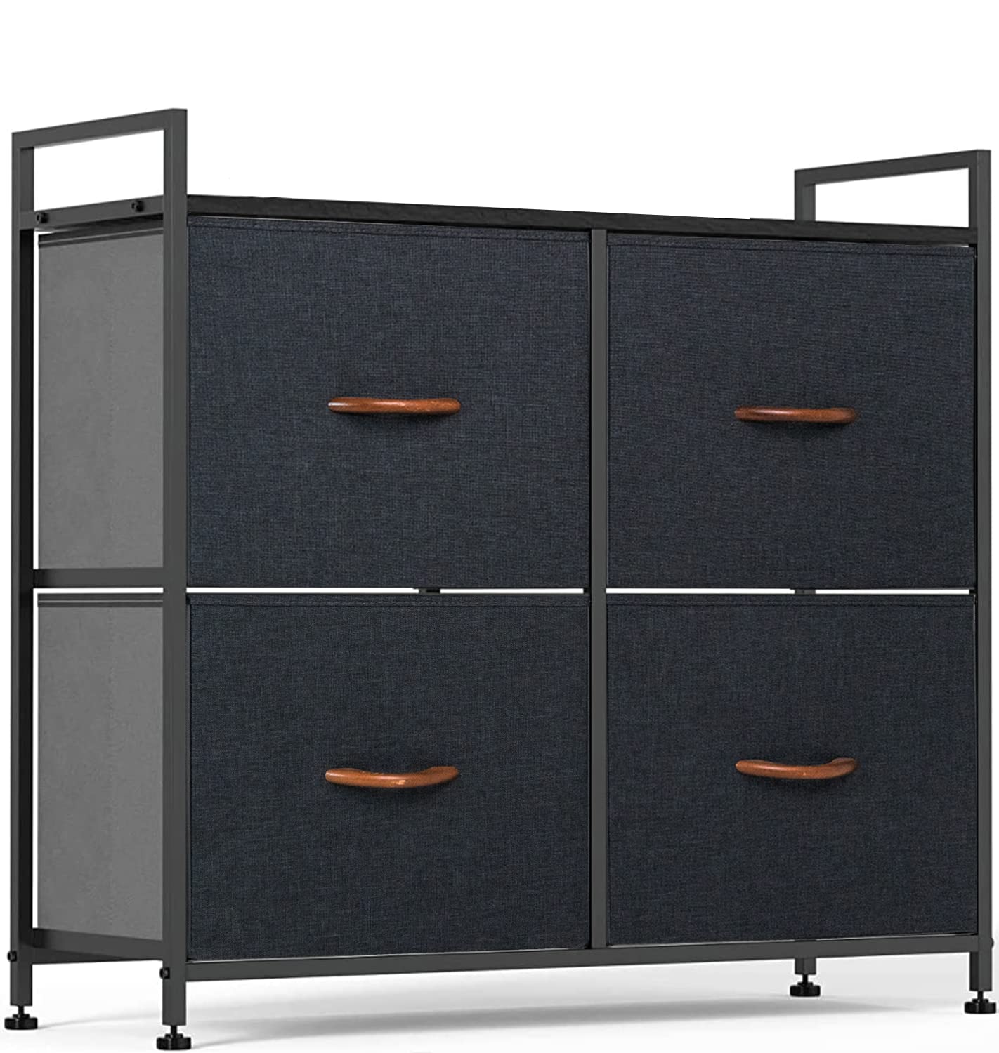 WAYTRIM 4-Drawer Dresser for Bedroom - Dark Indigo Wooden Storage Chest with Steel Frame | Wide Drawer Organizer for Clothes, Toys & Accessories | Perfect for Bedroom, Hallway, Entryway & TV Stand