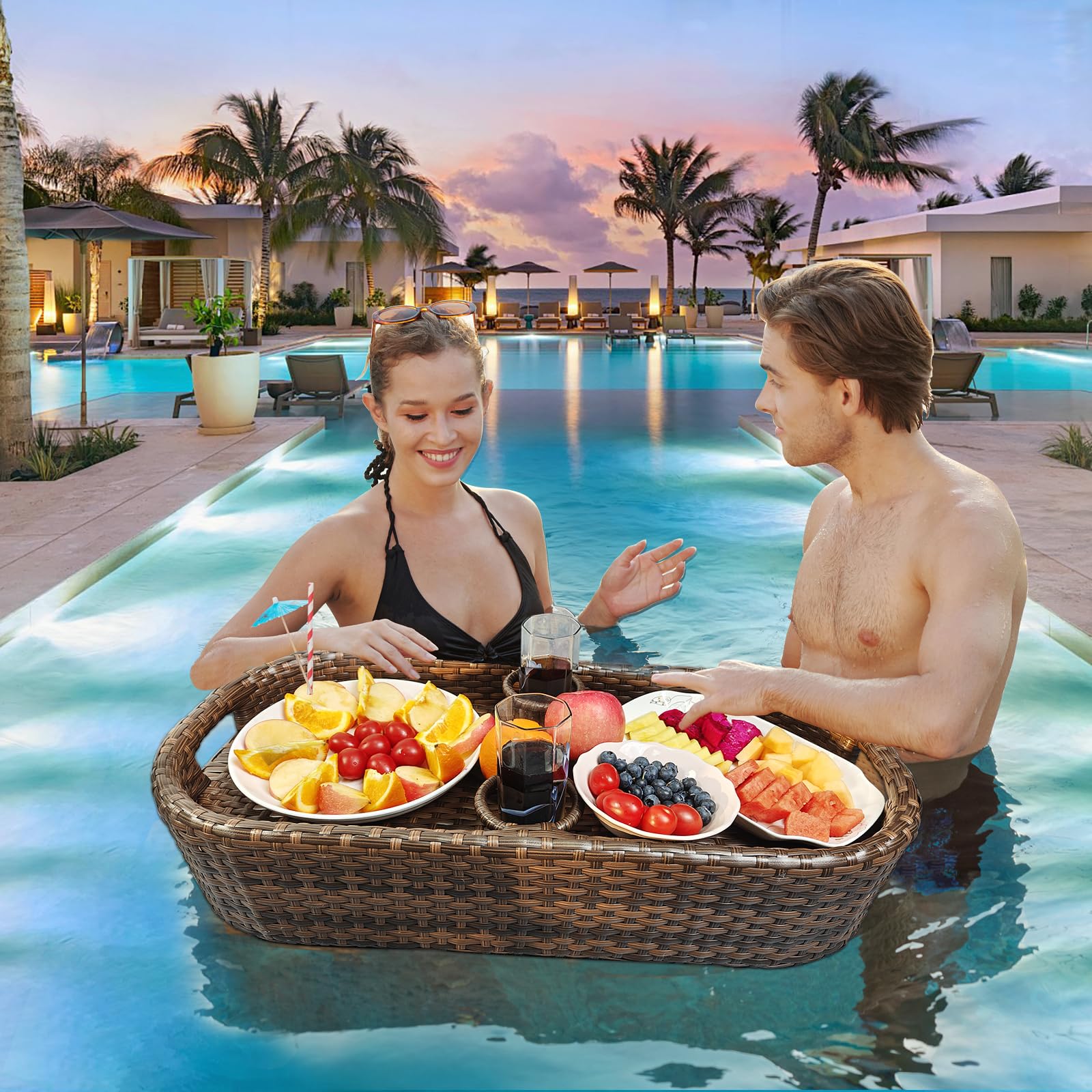 **Floating Pool Tray for Food & Drinks - Waterproof Rectangle Floating Table for Swimming Pool - Perfect for Pool Parties, Relaxation & Outdoor Activities**