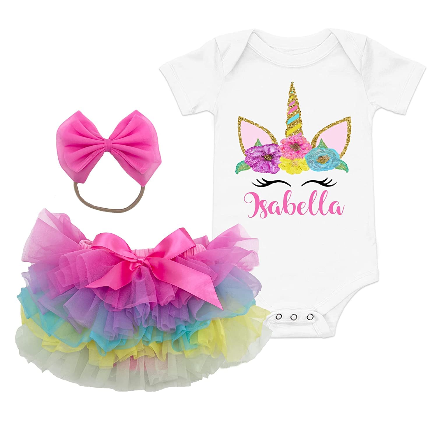 Unicorn Birthday Dress for Girls - Tutu Dress with Headband & Pleated Skirt | Toddler Unicorn Outfit for Birthday Parties, Photo Shoots & Special Occasions (Unicorn Print 3)