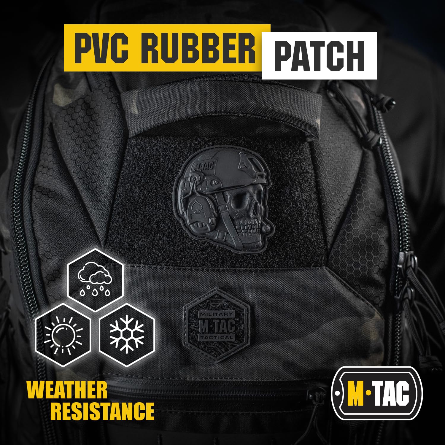 M-Tac 3D PVC Tactical Operator Skull Morale Patches - Hook & Loop Fastener for Military Vest, Backpacks, Hats - Black Tactical Military Patch for Outdoor, Airsoft, Hunting & Tactical Gear Customization