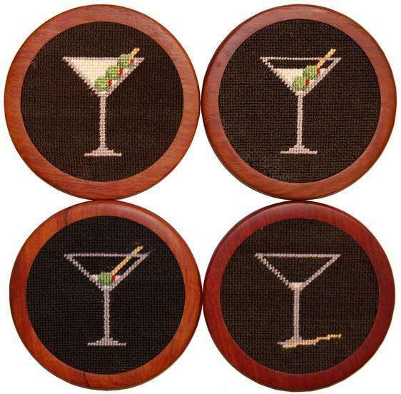 Premium Black Martini Coasters Set by Smathers & Branson - Elegant Drink Coasters for Cocktail Parties, Home Bars & Upscale Entertaining