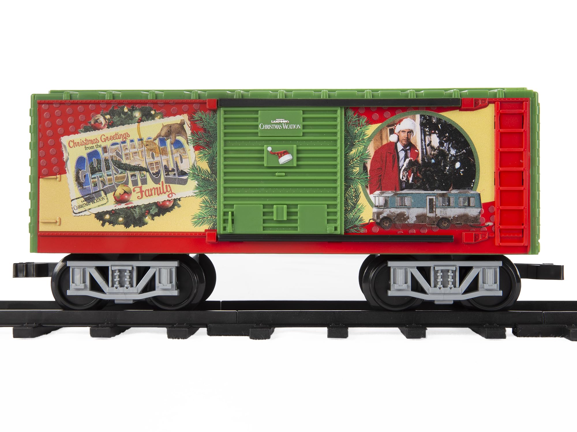 Lionel Battery-Powered Christmas Toy Train Set with Locomotive, 4 Train Cars, 8-Piece Track & Wireless Remote - Realistic Train Sounds & LED Lights for Kids Ages 4+ | Holiday Decor, Gift for Boys & Girls, Christmas Tree Display