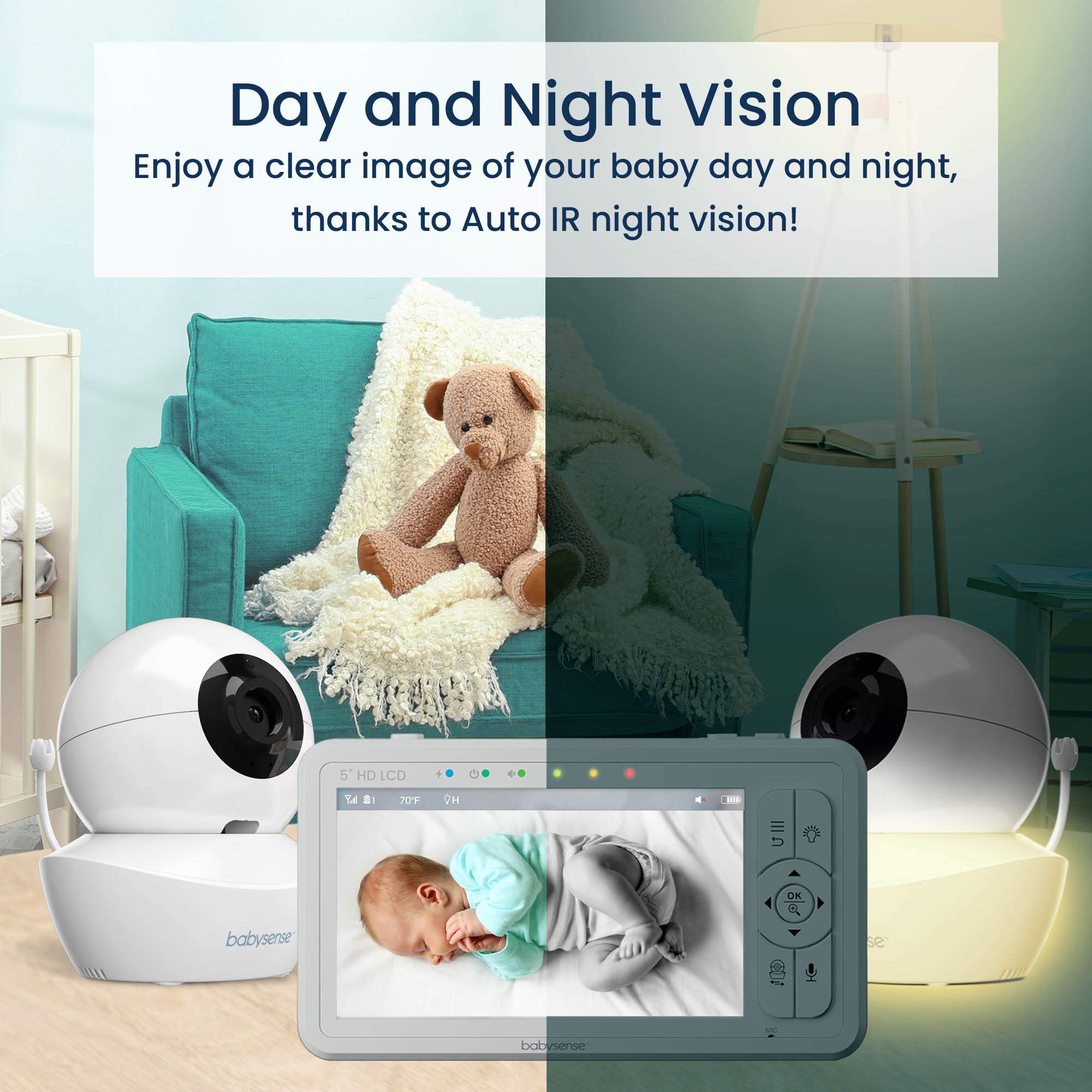 Babysense HD Baby Monitor with Camera & Sensors for Safe Sleep Monitoring