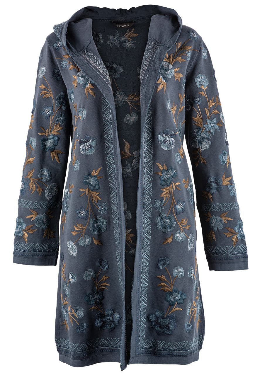 Stylish Driftwood Shelly Hooded Cardigan for Women - Soft Ocean Blue Knit Sweater | Perfect for Beach Outings, Casual Wear & Cozy Fall Layers
