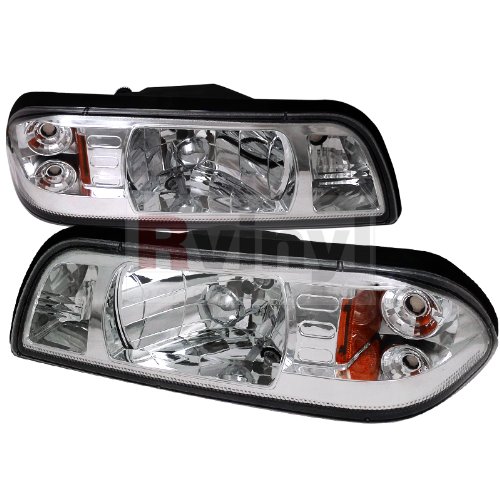 Clear Lens Headlights with Chrome Housing for Ford Mustang Fox Body 87-93 | High-Performance Replacement | Perfect for Night Driving & Car Shows
