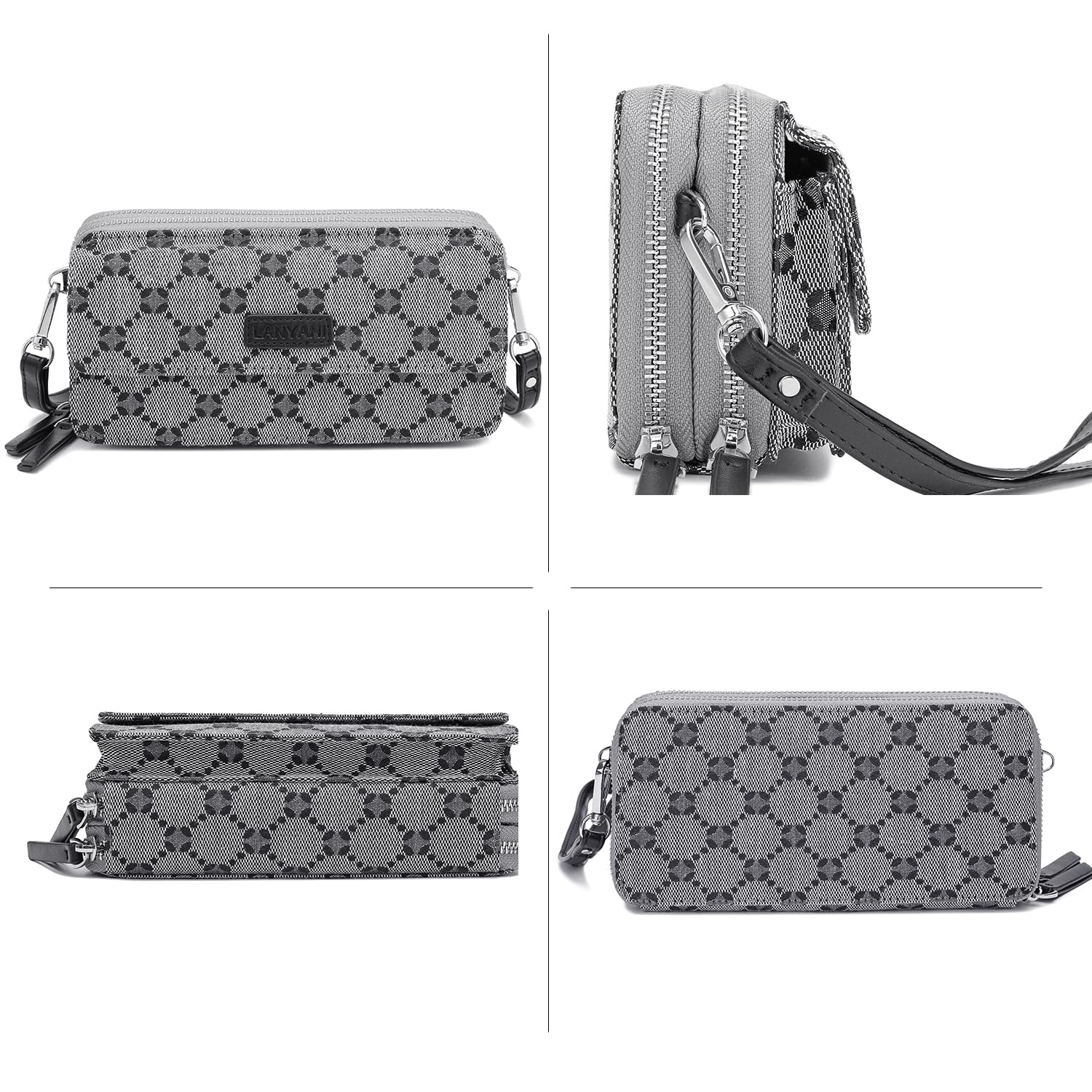 Lanyani RFID Blocking Crossbody Wallet Wristlet Purse for Women - Vegan Leather Phone Holder with Card Slots - Perfect for Travel, Shopping & Everyday Use