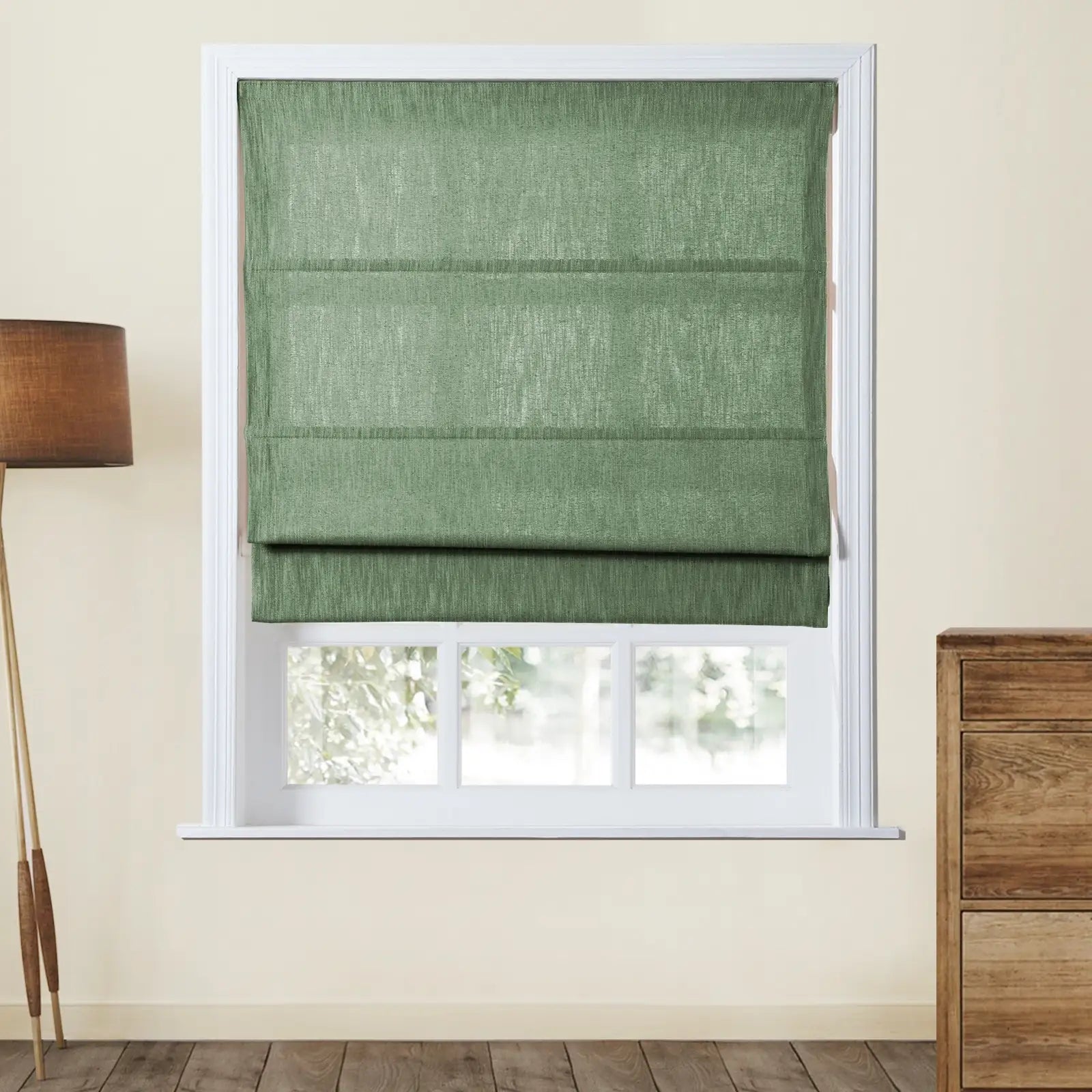 Cloe Cotton Blend Cordless Roman Shade - Blackout Window Treatment for Bedroom & Living Room - Plus Size Home Decor