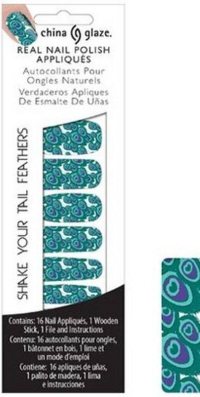 China Glaze Real Nail Polish Appliques Stickers - Shake Your Tail Feathers Design | Easy-to-Apply Nail Art Decals for Parties, Weddings & Special Occasions