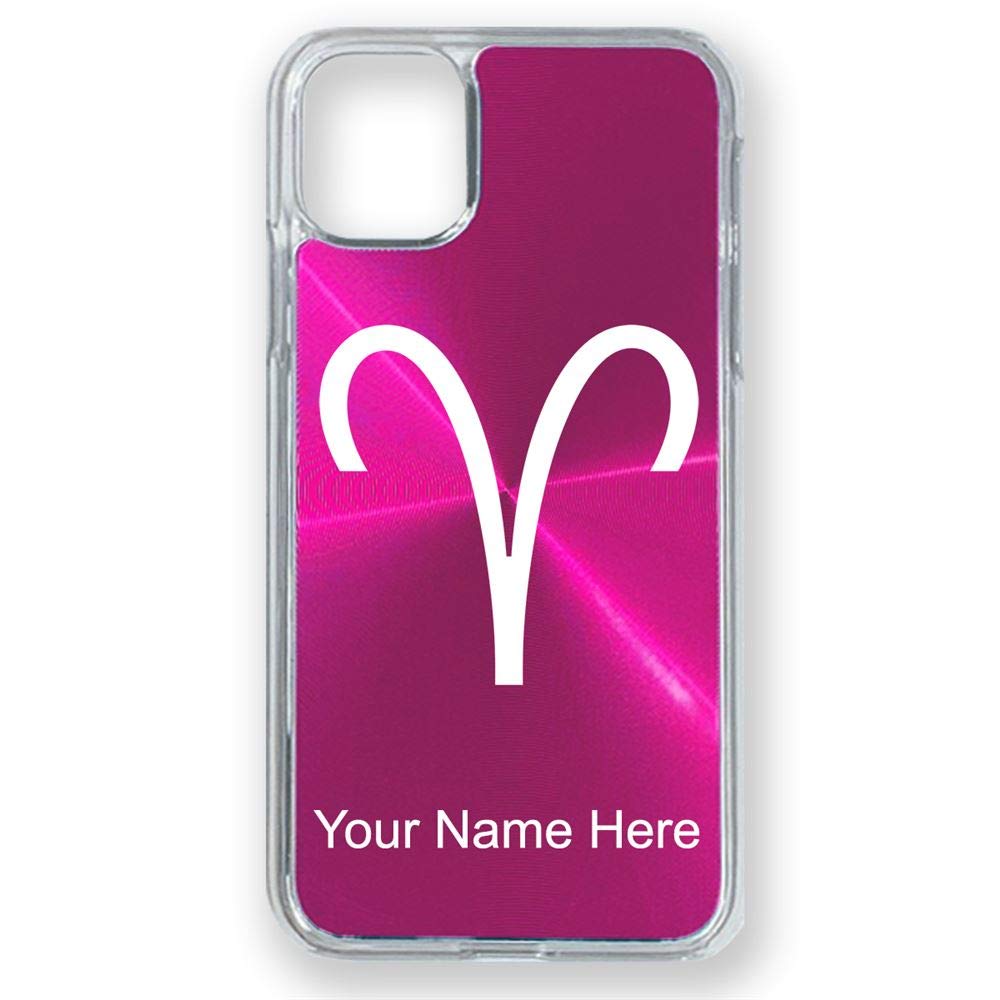Premium Aries Zodiac iPhone 11 Pro Max Case with Free Custom Engraving - Shockproof Protective Cover for Women & Men (Pink) | Perfect Gift for Birthday, Horoscope Lovers & Daily Use