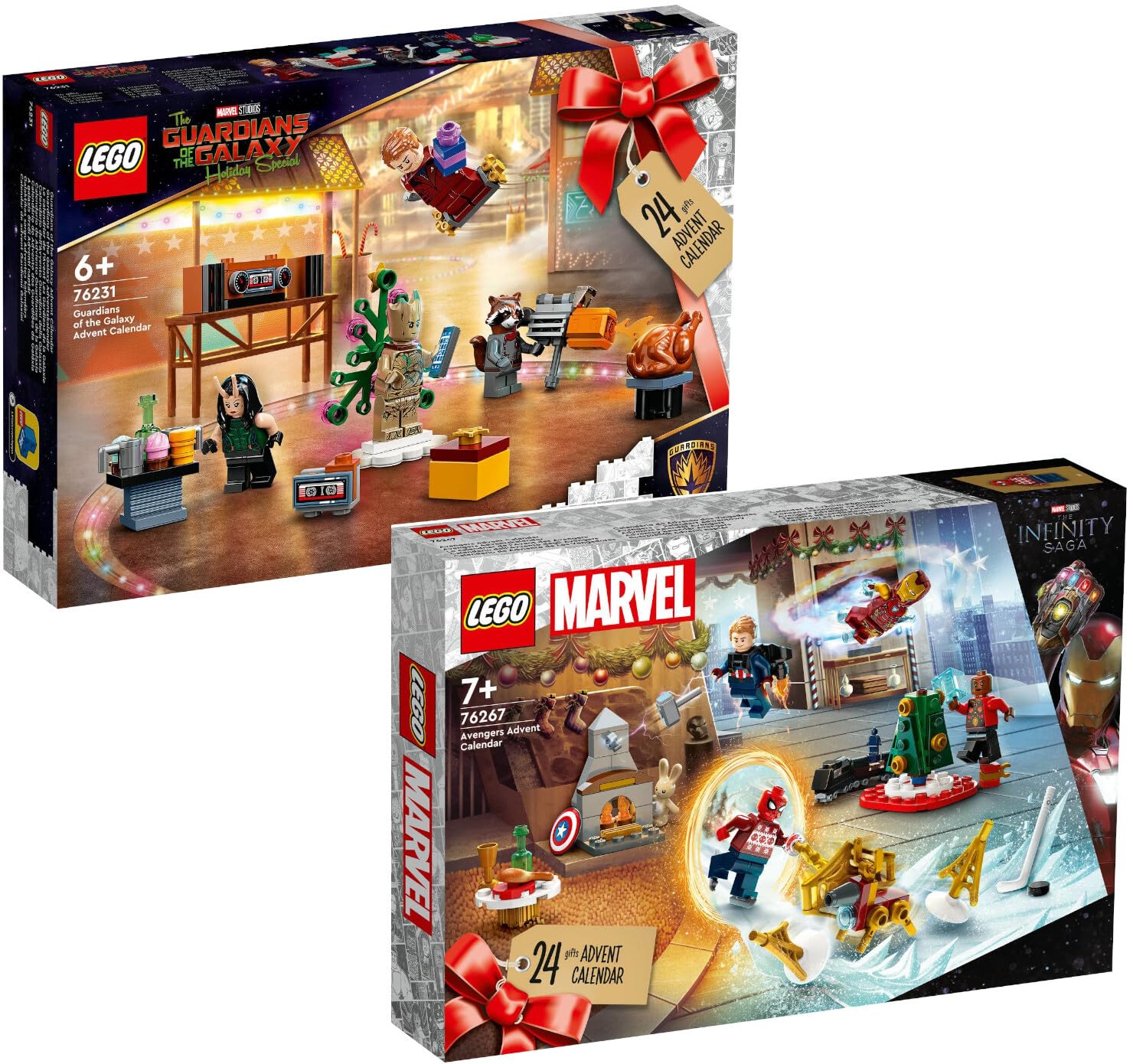 LEGO 76267 Avengers Advent Calendar & 76231 Guardians of The Galaxy Advent Calendar - Marvel Superhero Christmas Countdown Gift for Kids, Holiday Decor & Collectible Toys for Fans
