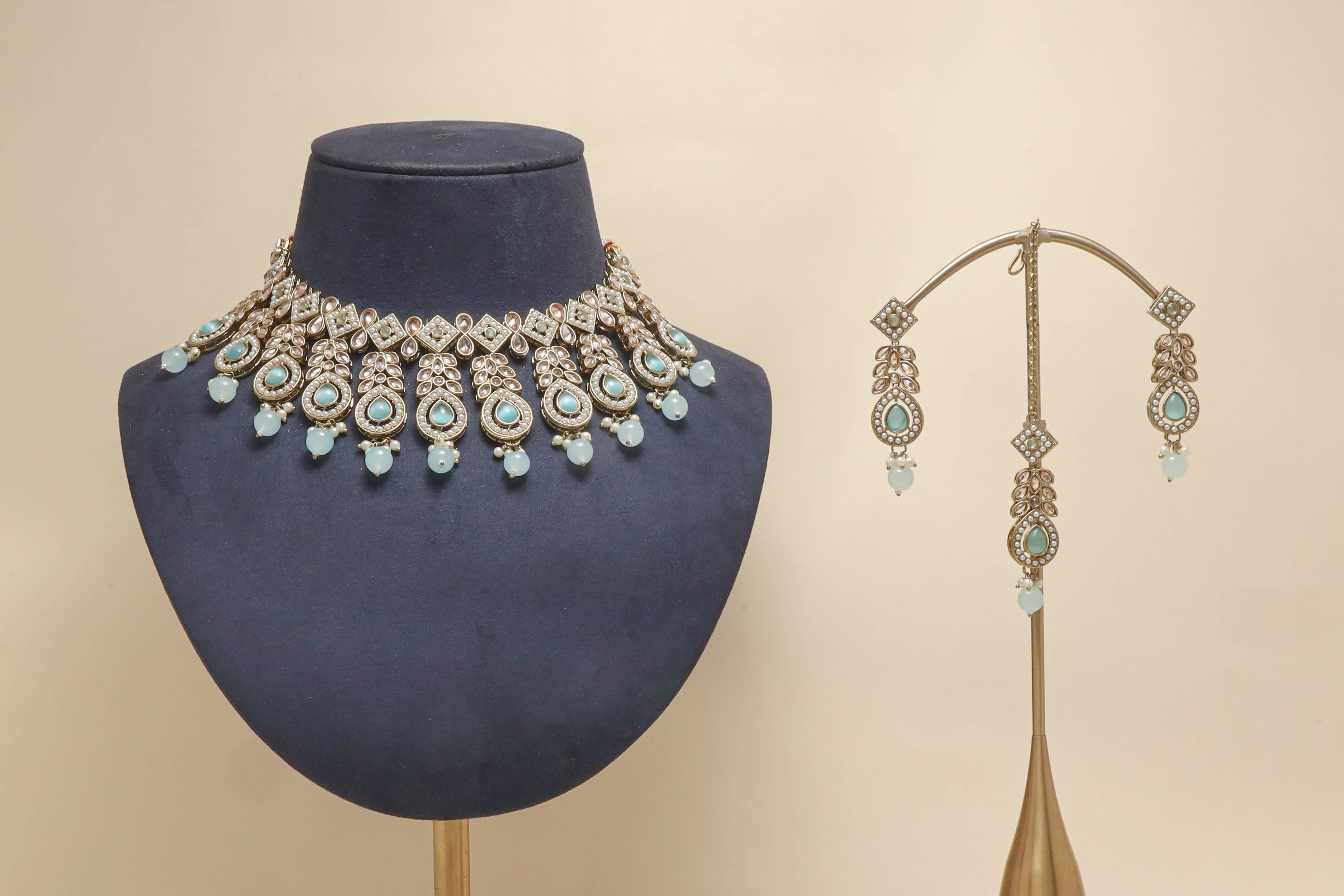 AYESHA Polki Full Set Jewelry - Exquisite Indian Bridal Necklace Set with Earrings for Weddings & Special Occasions | Perfect for Bridal Dressing, Festive Events & Cultural Celebrations
