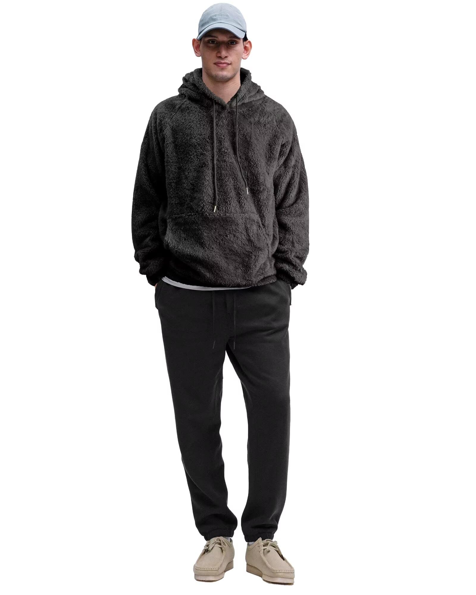 Men's Soft Sherpa Hoodie - Fleece Lined Long Sleeve Pullover Sweatshirt for Winter | Cozy Fall & Winter Outerwear for Casual Wear, Outdoor Activities & Lounging