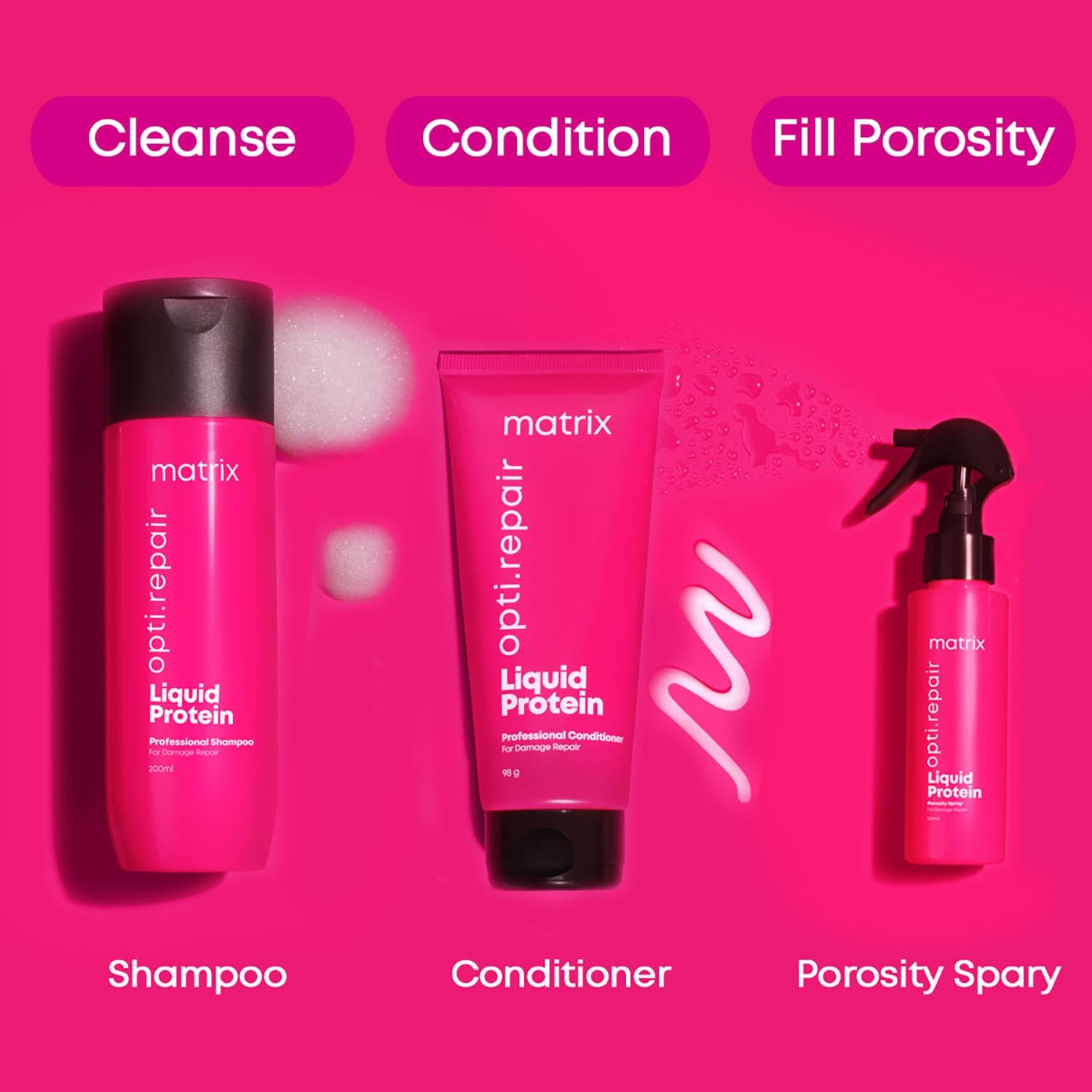 Matrix Opti.Repair Professional Liquid Protein Shampoo - Damage Repair & Split Ends Treatment | Paraben-Free Hair Care for Dry, Damaged Hair | 200ml Bottle for Daily Use at Home or Salon