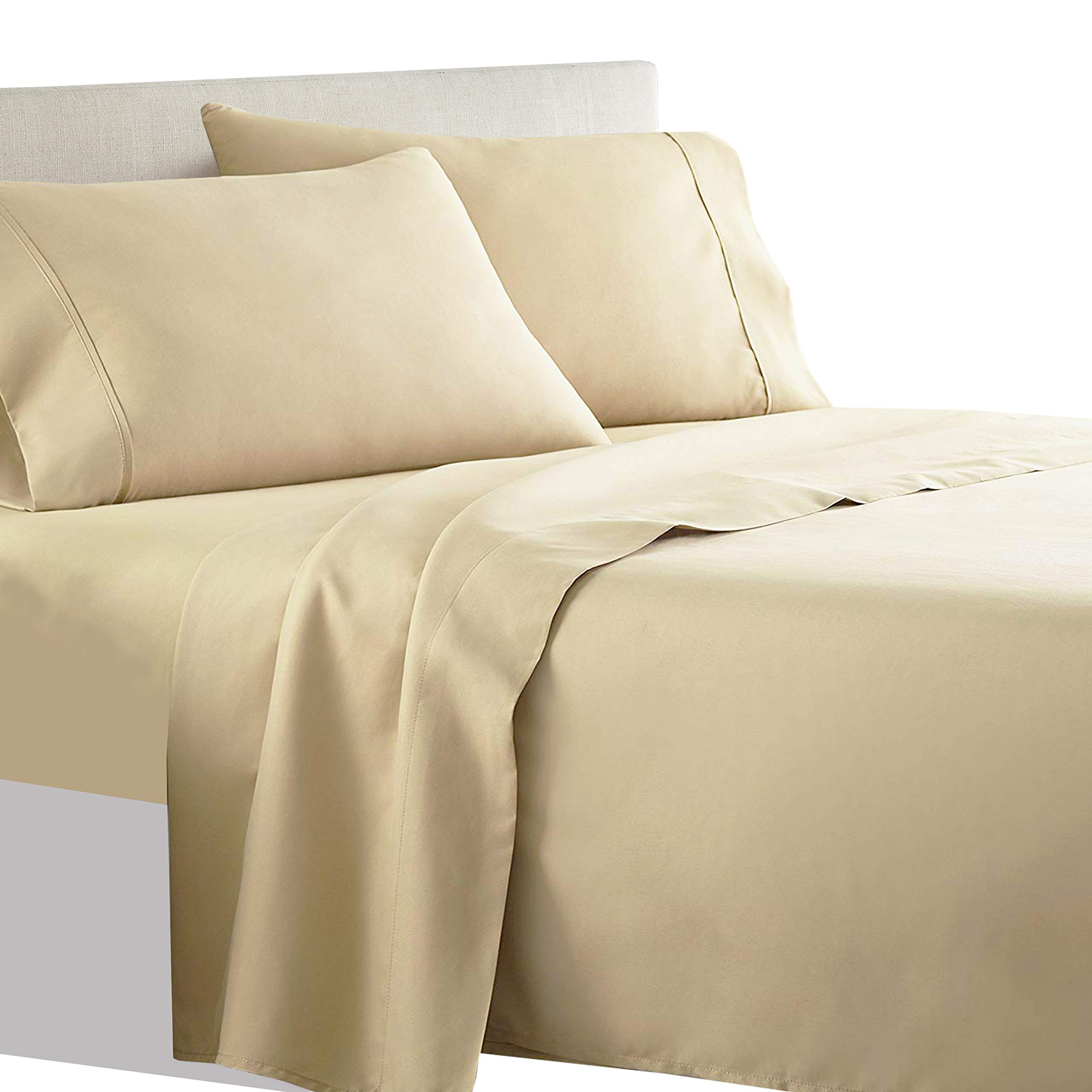Royal Tradition 340 Thread Count Pure Cotton California King Sheet Set - 4PC Split Top for Adjustable Mattress, Beige | Soft & Breathable Bedding for Ultimate Comfort, Perfect for Flex Top Beds in Master Bedrooms & Guest Rooms