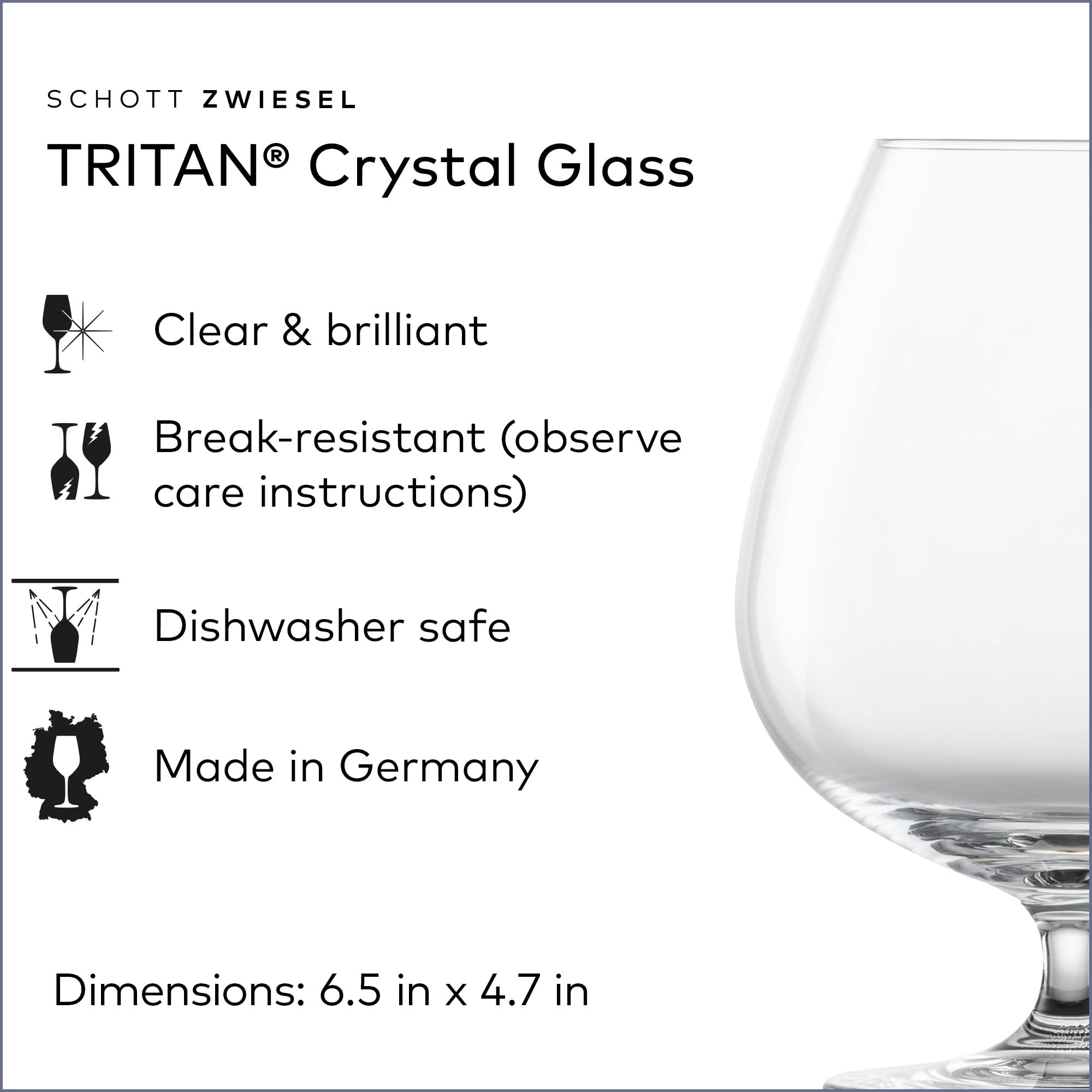 Premium SCHOTT ZWIESEL XXL Cognac Glasses Set of 6 - German-Made Tritan Crystal Barware (27oz) - Dishwasher Safe Luxury Drinking Glasses for Cognac Tasting, Home Bars & Elegant Entertaining