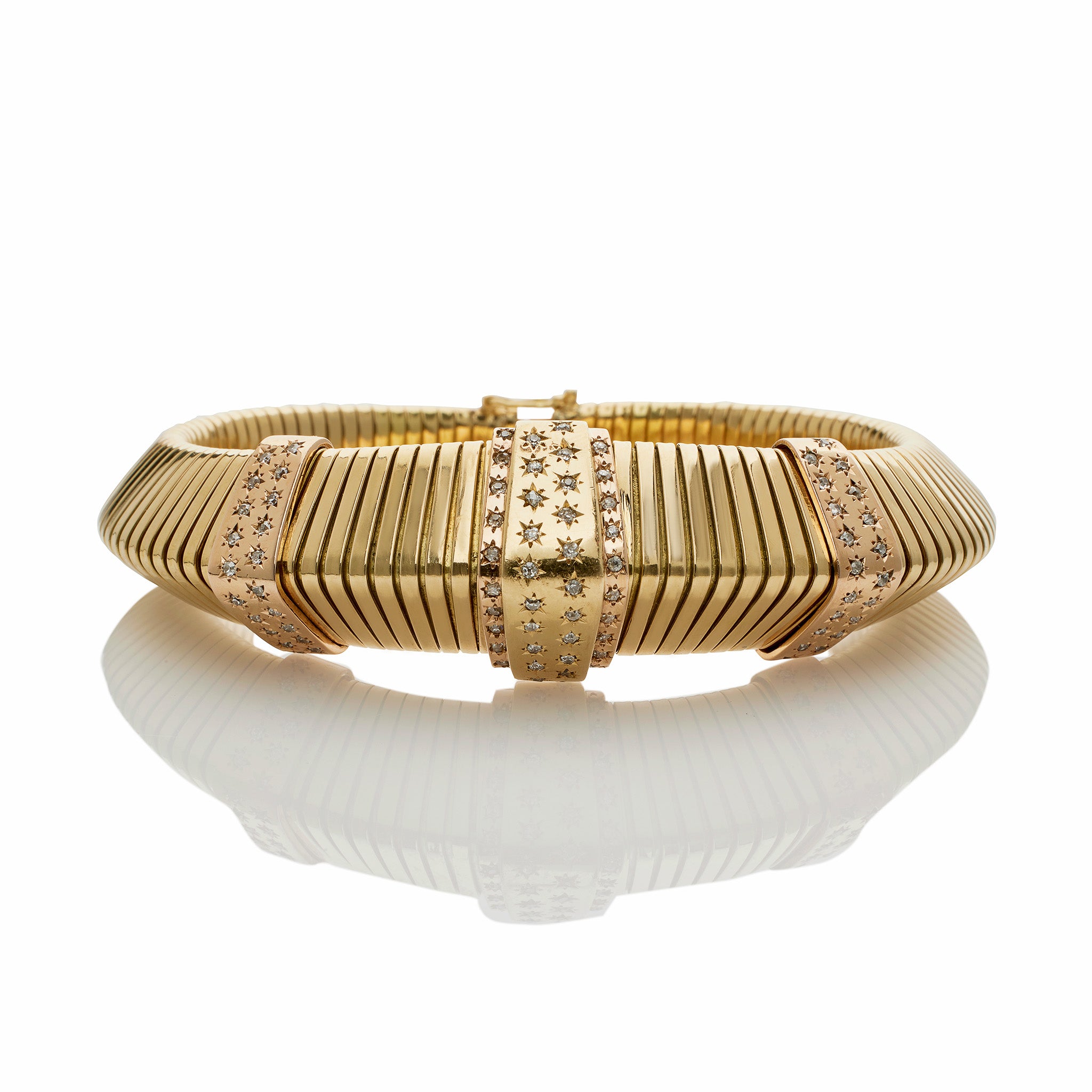 Vintage French Retro Triangular Tubogas Bracelet for Women - Elegant Gold Plated Cuff Bangle - Perfect for Parties, Weddings & Special Occasions