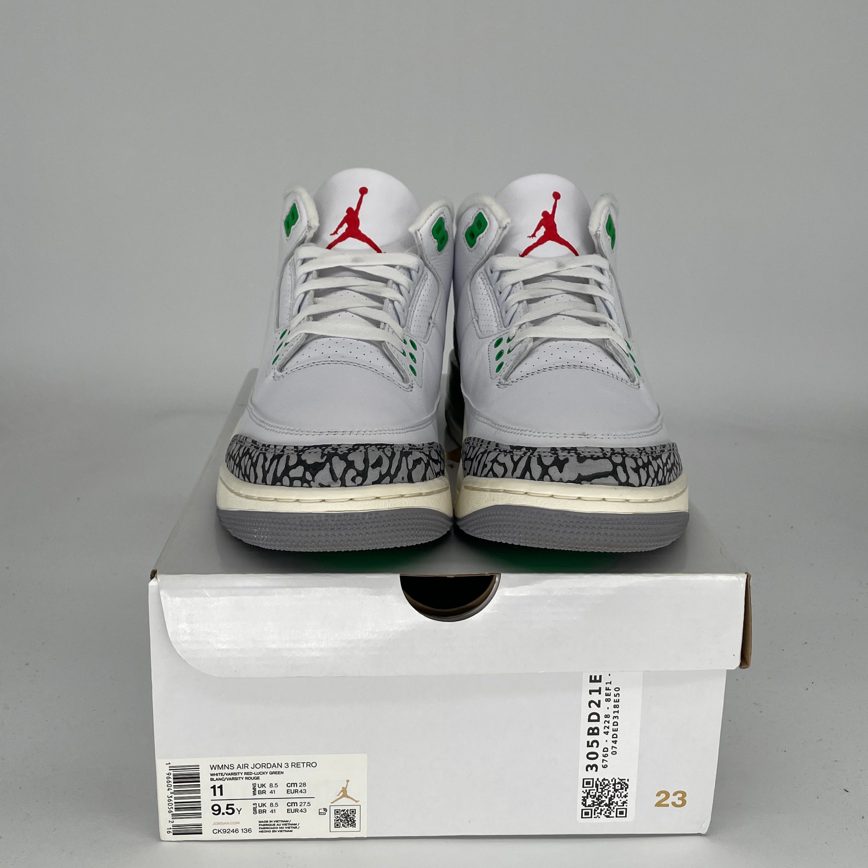 AIR JORDAN 3 Lucky Green Women's Sneakers - Size 9.5/11W (CK9246-136) - Retro Basketball Shoes for Women, Casual Streetwear & Gym Workouts