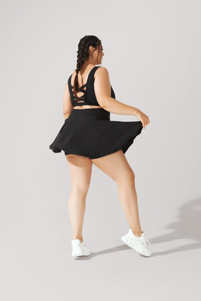 Twirl Skort for Women - Black High Waist Tennis Skirt with Built-in Shorts | Perfect for Running, Yoga, and Casual Wear