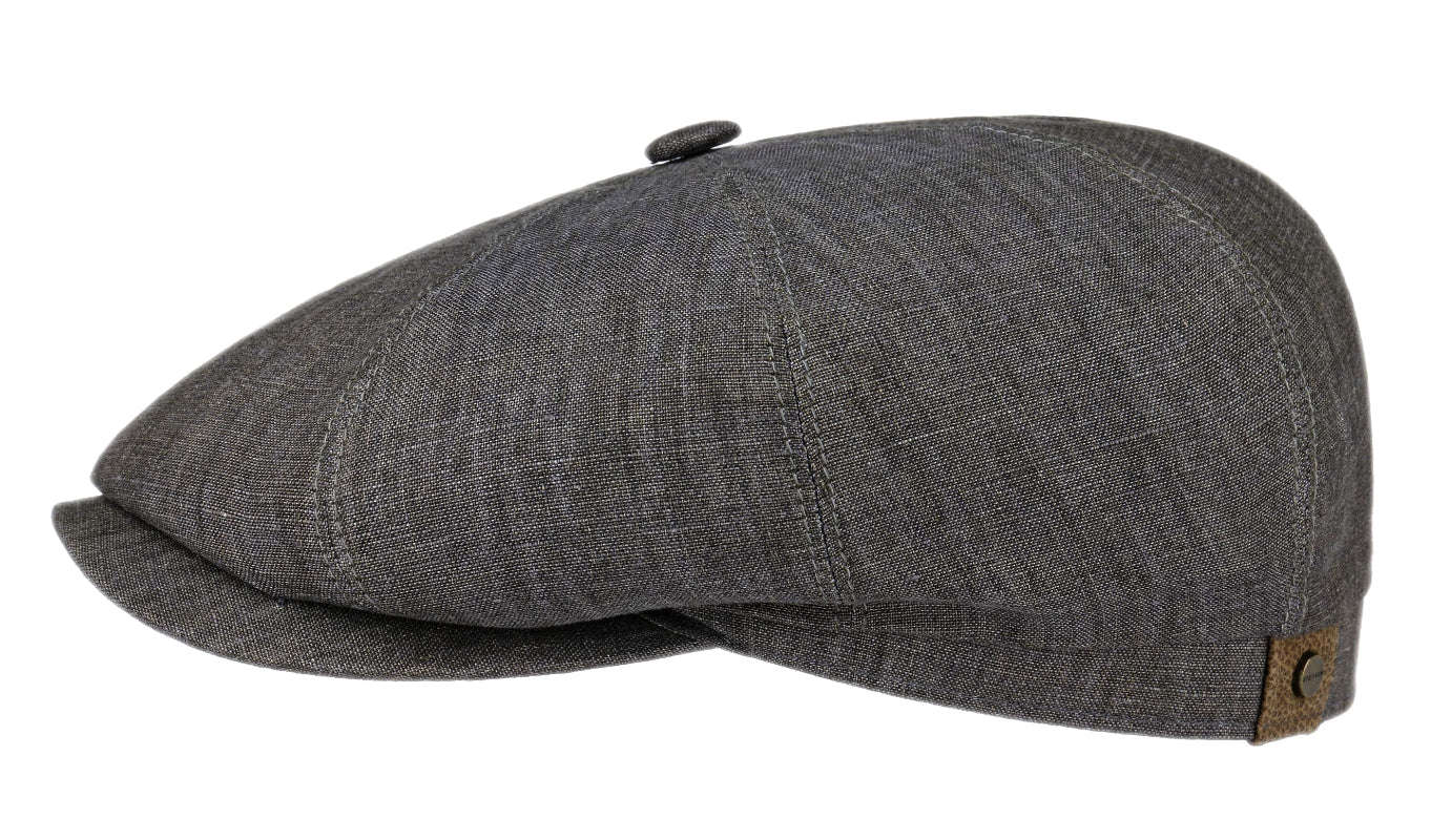 Stetson 'Hatteras' Linen 8-Panel Baker Boy Cap in Grey - Vintage Style Summer Hat for Men & Women - Perfect for Outdoor Activities, Beach, and Casual Wear