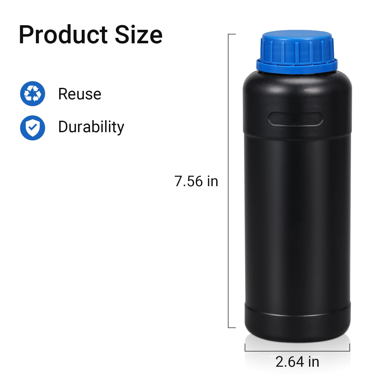 16.9oz/500ml Amber HDPE Chemical Storage Bottles with Lids - 3 Pack Darkroom Photographic Plastic Containers for Film Developing, Lab Use, Liquid Storage | Perfect for Photography Studios, Science Labs & DIY Chemical Solutions