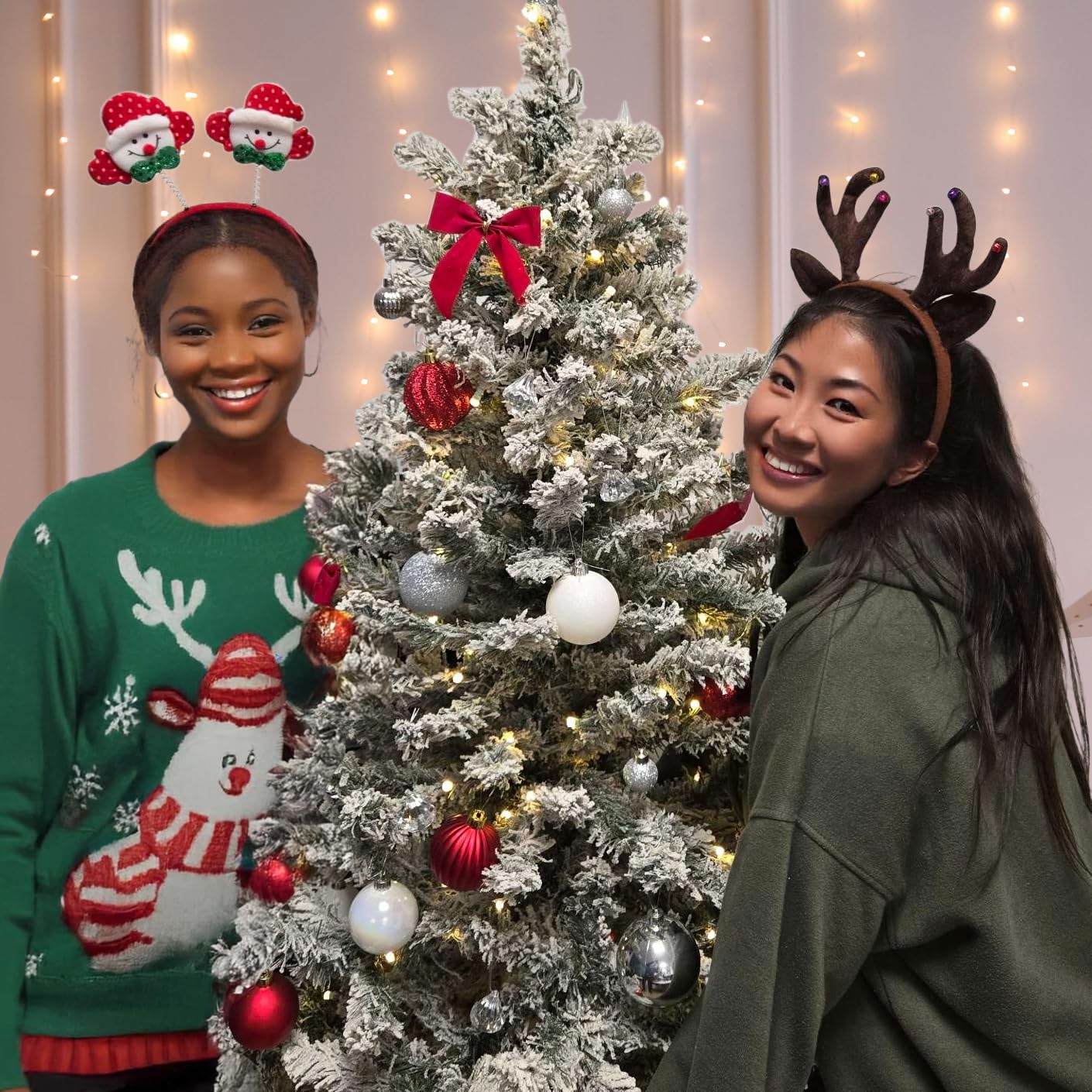 Festive Christmas Headbands with Antlers - Cute Xmas Dress Up Ears for Men, Women & Kids - Holiday Party Costume Accessories for Family Gatherings, Office Parties & Christmas Photo Shoots