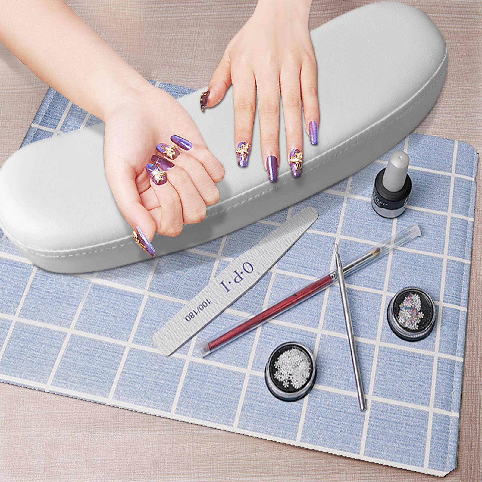 TOROKOM Nail Arm Rest Cushion Pillow - Detachable & Washable Manicure Hand Support for Nail Art, Salon & Home Use - Ergonomic Arm Cushion for Nail Tables & Desks (White) | Perfect for Gel Polish, Acrylic Nails & Professional Nail Services