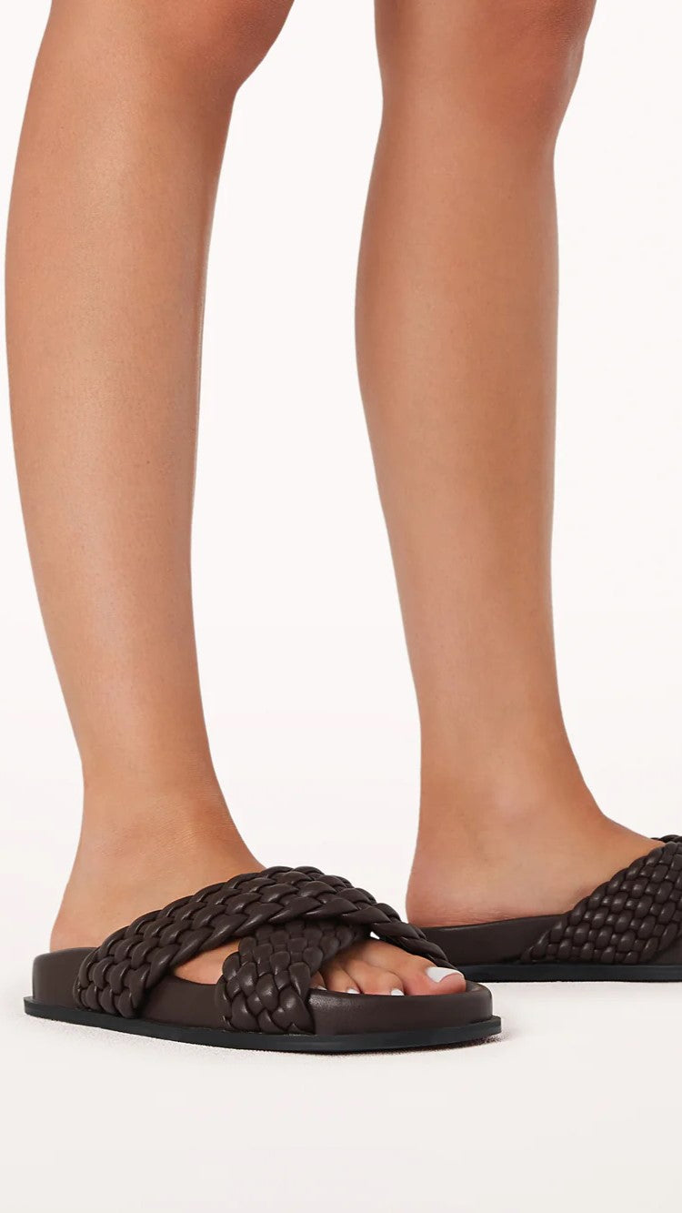 Bowie Slide Sandals for Women - Comfortable Leather Slides in Umber Brown - Perfect for Beach, Pool, and Summer Outfits