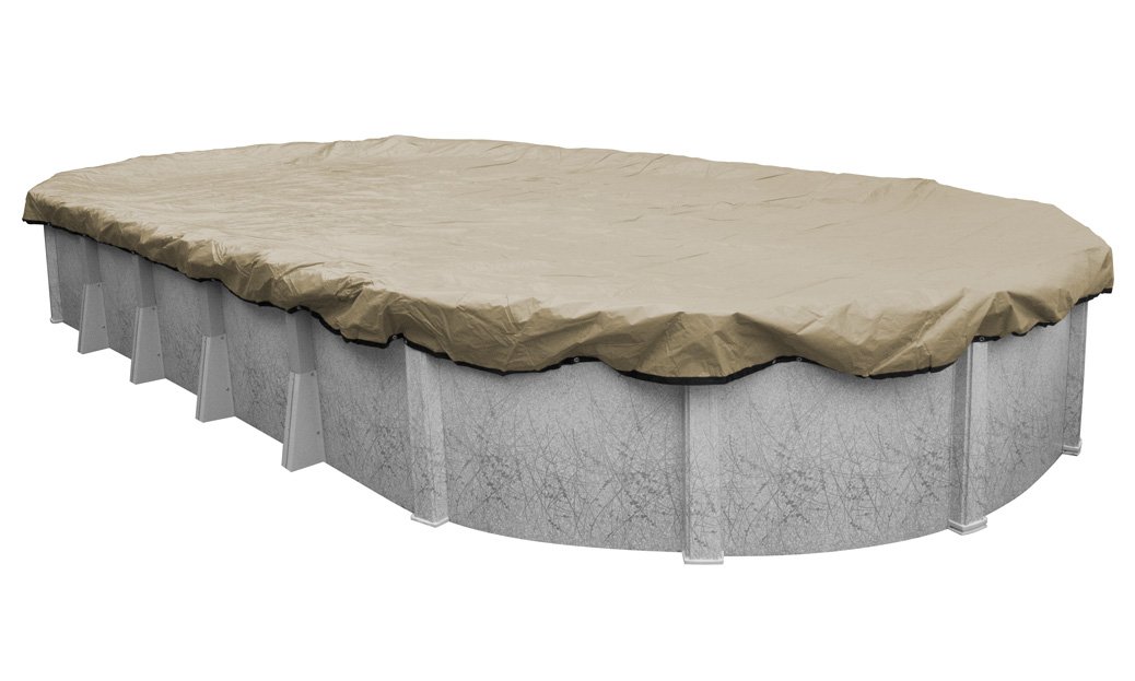 Pool Mate 311625-4-PM 20-Year Professional-Grade Winter Oval Above-Ground Pool Cover 16x25 ft Tan - Durable Protection for Inground & Above Ground Pools During Cold Seasons
