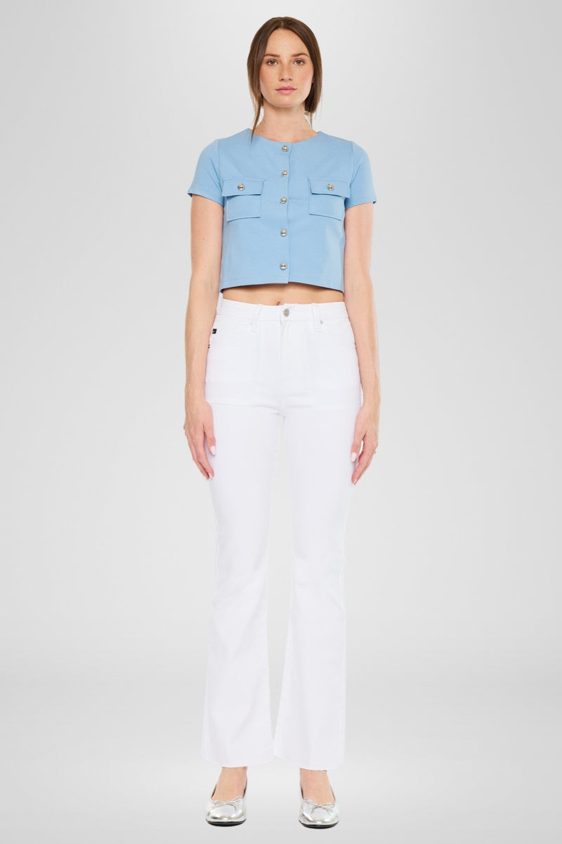 Hawthorne High Rise Flare Jeans for Women - Petite Fit, Comfortable Stretch Denim Pants for Casual Wear & Everyday Outfits
