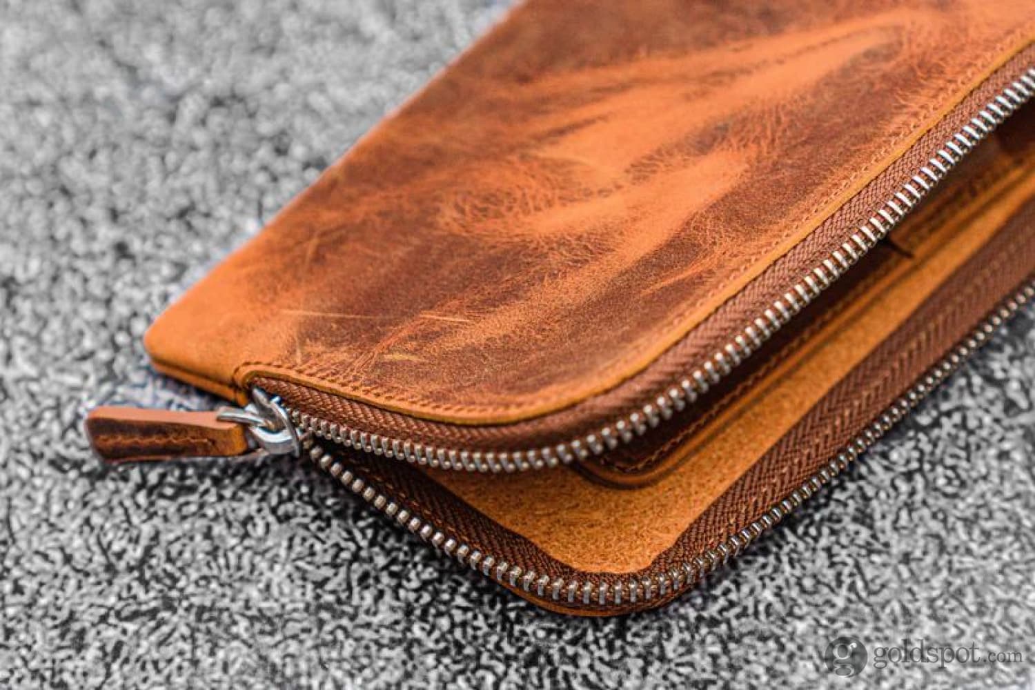 Galen Leather Slip N Zip 4 Slot Zippered Pen Pouch - Premium Crazy Horse Brown Leather Case for Fountain Pens, Ballpoints & Stationery - Perfect for Office, School & Travel Organization