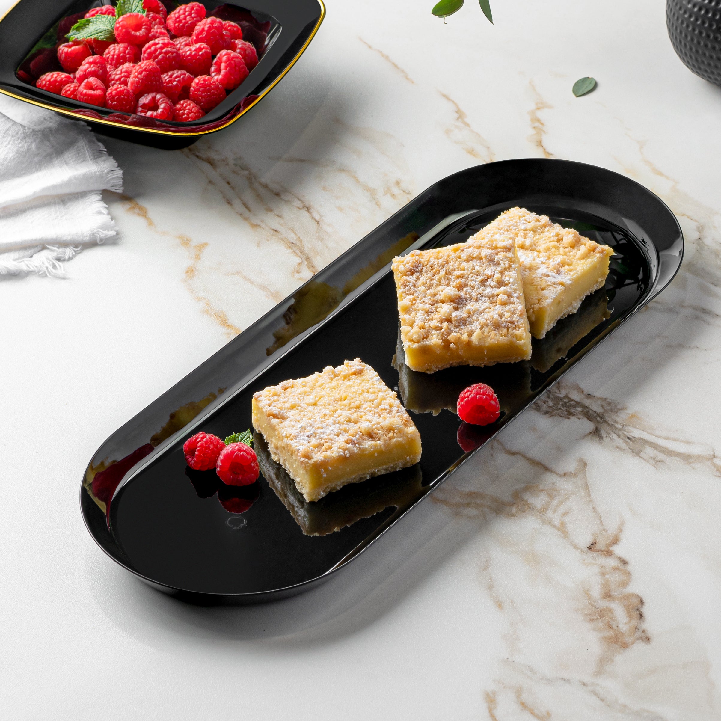 Classic Black Oval Serving Platter Set of 2 - Elegant Appetizer Tray for Dinner Parties, Cheese Boards & Entertaining Guests