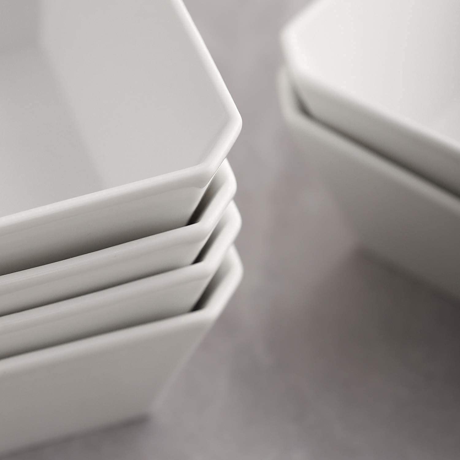 16oz Porcelain Cereal Bowls Set of 6 - Square White Ceramic Bowls for Soup, Salad & Dessert | Dishwasher & Microwave Safe | Perfect for Dining & Entertaining
