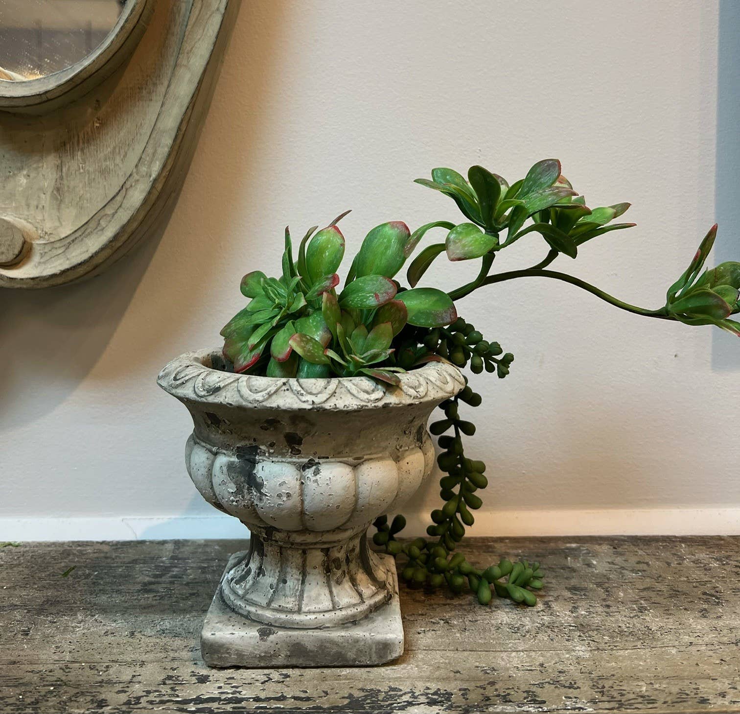 Modern Cement Planter Urn - Indoor/Outdoor Plant Pot for Succulents, Herbs & Flowers - Durable Garden Decor for Patio, Balcony & Home