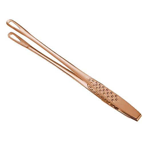 5-Pack Rose Gold Stainless Steel Food Serving Tongs - Kitchen Cooking & BBQ Grilling Utensils for Salad, Bread, Pastry, Meat (Perfect for Parties, Picnics, Restaurants)