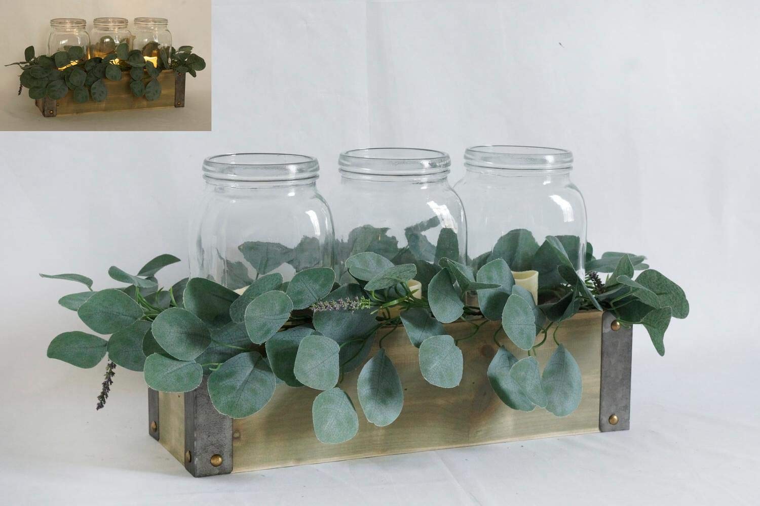Elegant Decorative Wooden Box with Metal Trim and Greenery - Perfect for Home Décor, Gift Wrapping & Storage