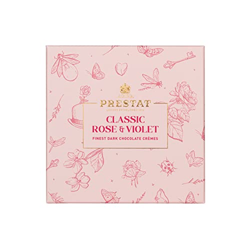 Prestat Rose & Violet Crèmes Luxury Chocolate Box (140g) - Gourmet French Treats for Gifts, Valentine's Day & Special Occasions