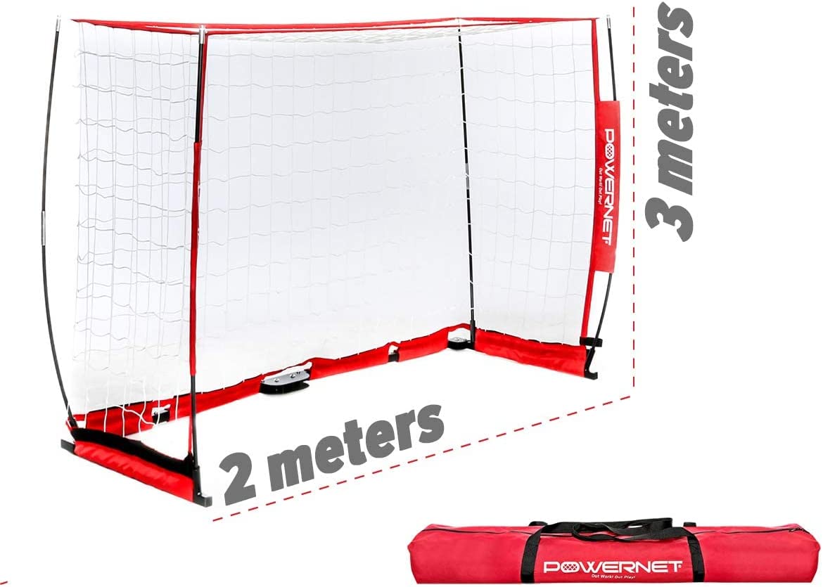 PowerNet Futsal Soccer Goal 3M x 2M (9.84 Ft x 6.56 Ft) - Portable Indoor/Outdoor Training Net for Backyard, School & Club Practice