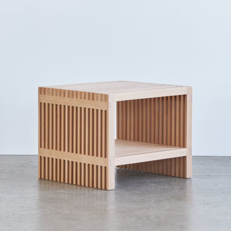 Eco-Friendly Zero Waste Slatted Side Table - Sustainable Wooden Nightstand for Bedroom, Living Room, or Patio
