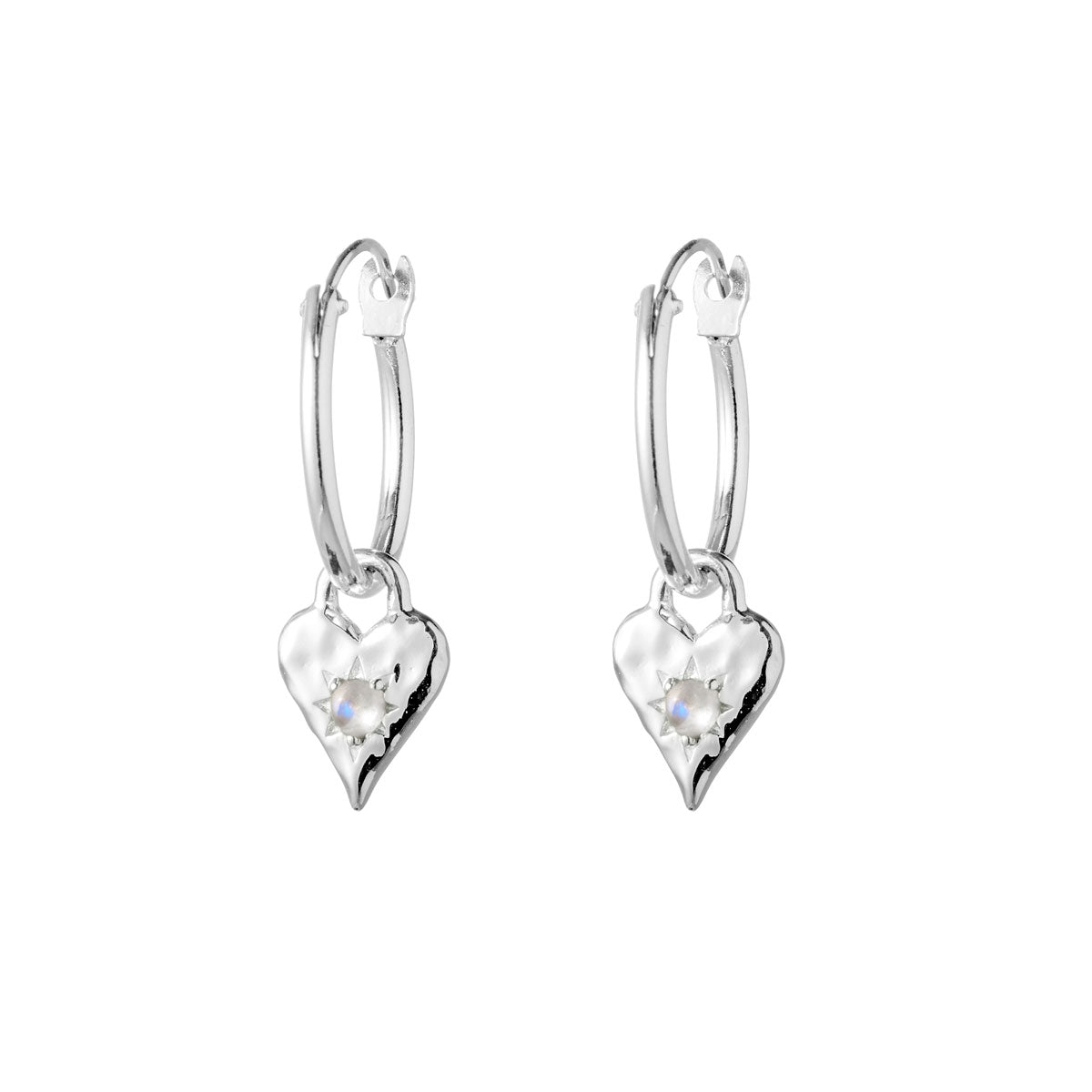 Moonstone Hoop Earrings for Women - Elegant Love Heart Design, Hypoallergenic Sterling Silver Jewelry - Perfect for Valentine's Day Gifts, Anniversary & Romantic Occasions