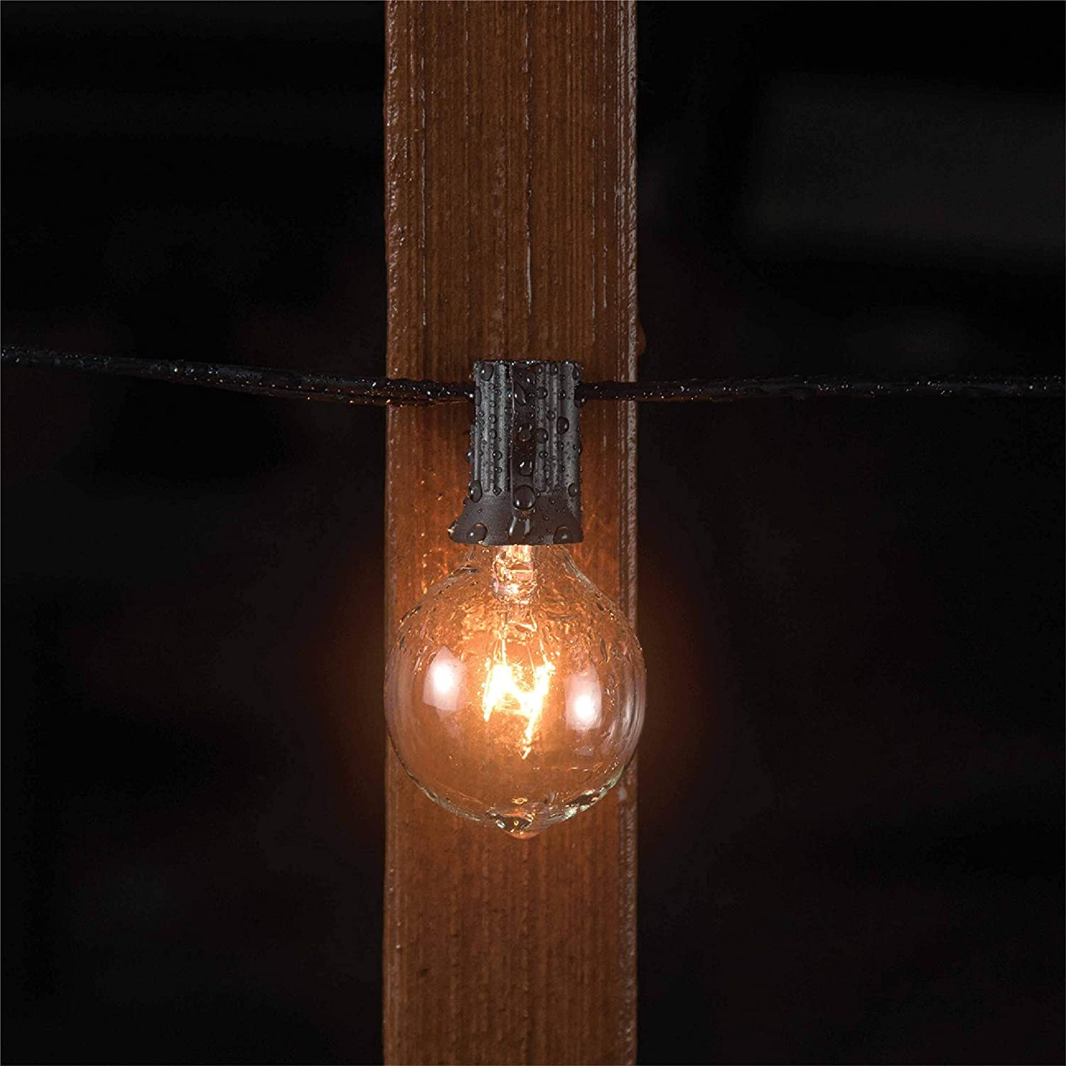 Beams 1W G40 Globe LED Bulbs - 25ft Weatherproof Indoor/Outdoor String Lights in Black | Perfect for Patio, Garden & Holiday Decorations