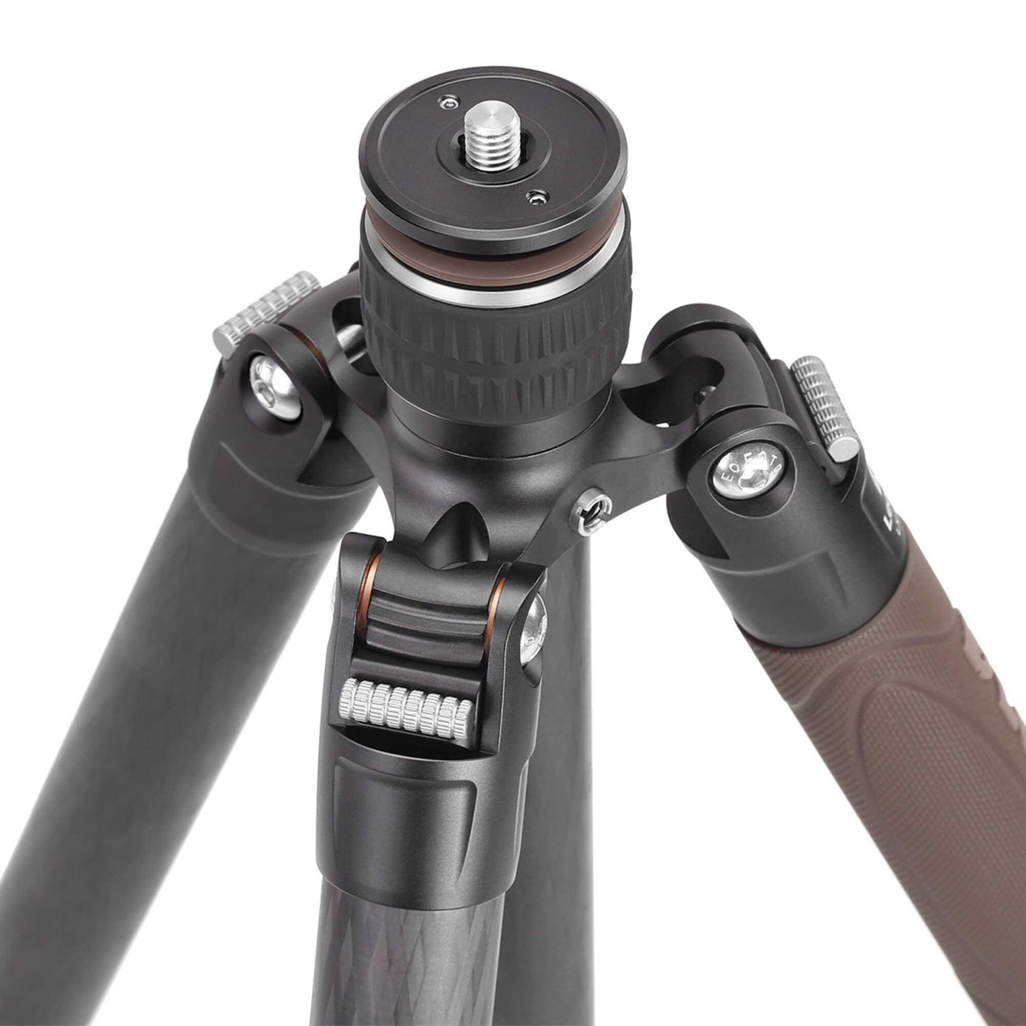 Leofoto LX-224CT+XB-32Q Carbon Fiber Travel Tripod with Ball Head - Lightweight 4-Section Portable Tripod for Photography, Hiking & Travel - Reversible Leg & Center Column Design