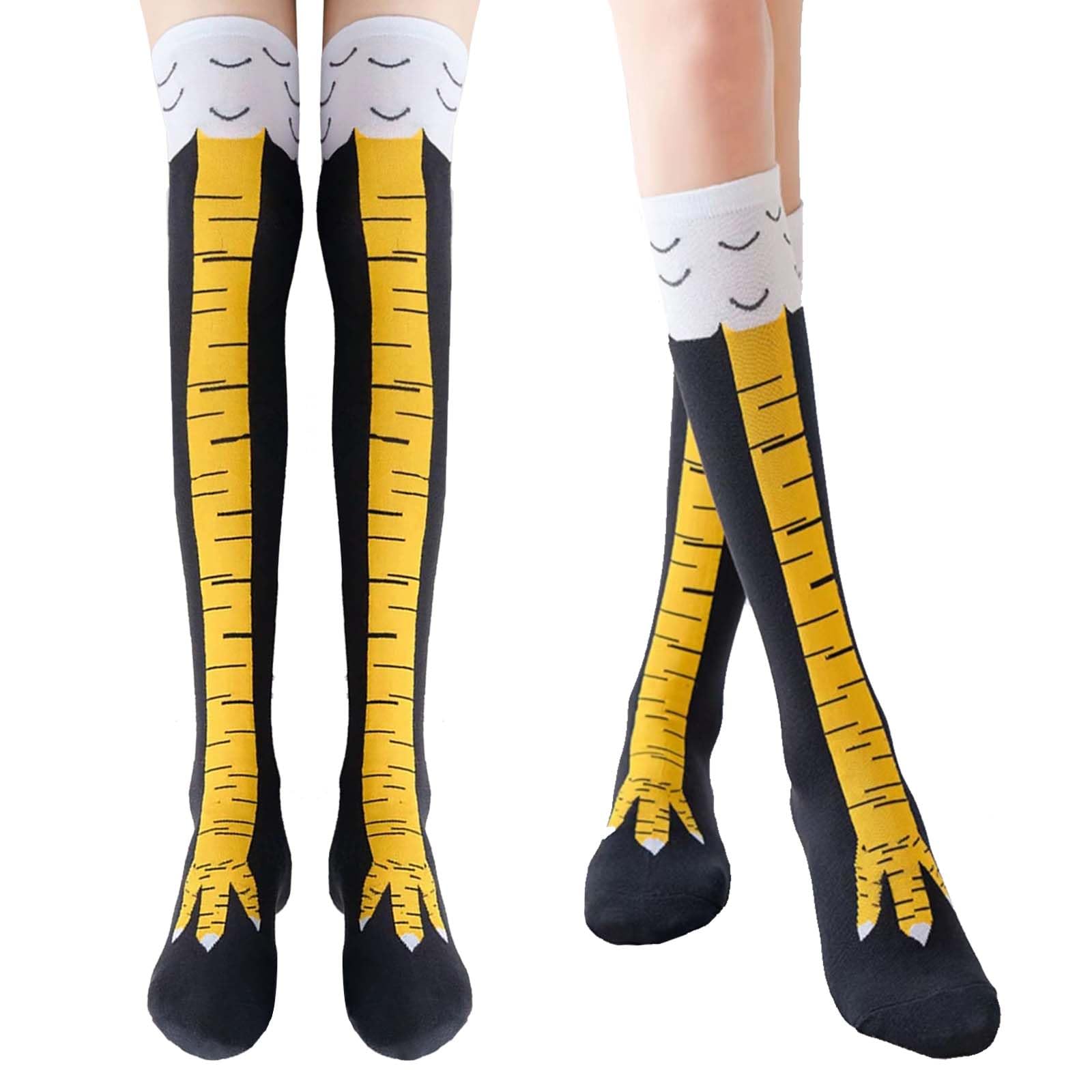 2 Pairs 3D Funny Chicken Leg Socks - Novelty Knee-High & Mid-Calf Animal Paw Costume Socks for Women & Men - Perfect for Thanksgiving, Christmas, Birthday Parties & Stocking Stuffers - Great for Cosplay, Costume Parties & Funny Gifts