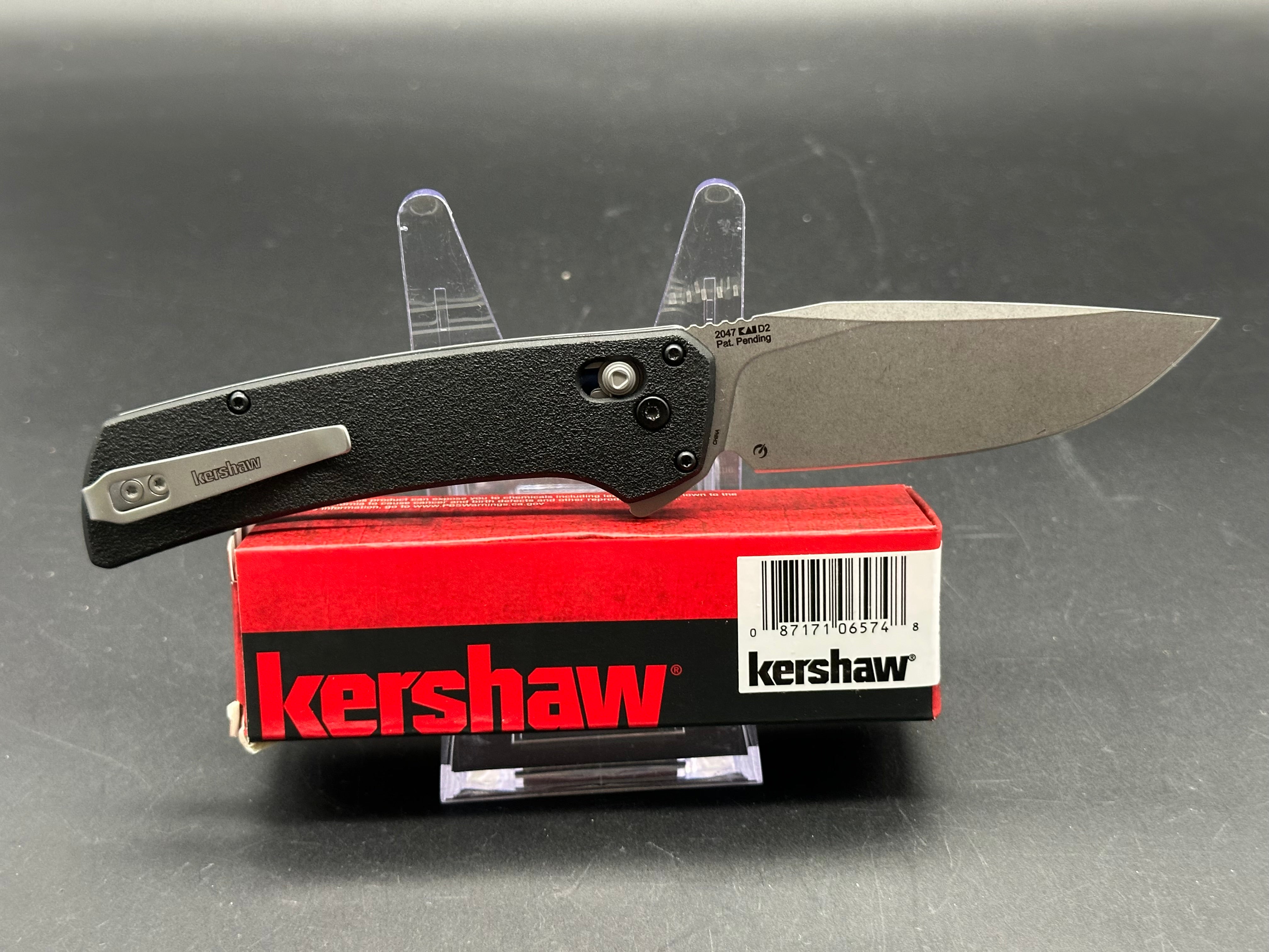 Kershaw Layup D2 Folding Knife - Stonewash Blade & Black GRN Handle - EDC Pocket Knife for Camping, Hiking, Survival and Everyday Carry