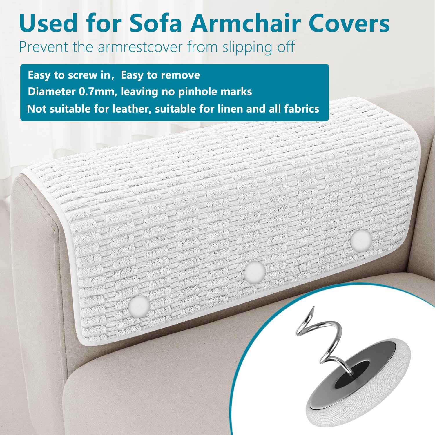 Flax Covered Bed Skirt Pins - 28 Pack Upholstery Twist Pins for Securing Sofa Covers, Armchair Caddies & Armrest Covers | Home Decor & Furniture Accessories for Bedrooms & Living Rooms