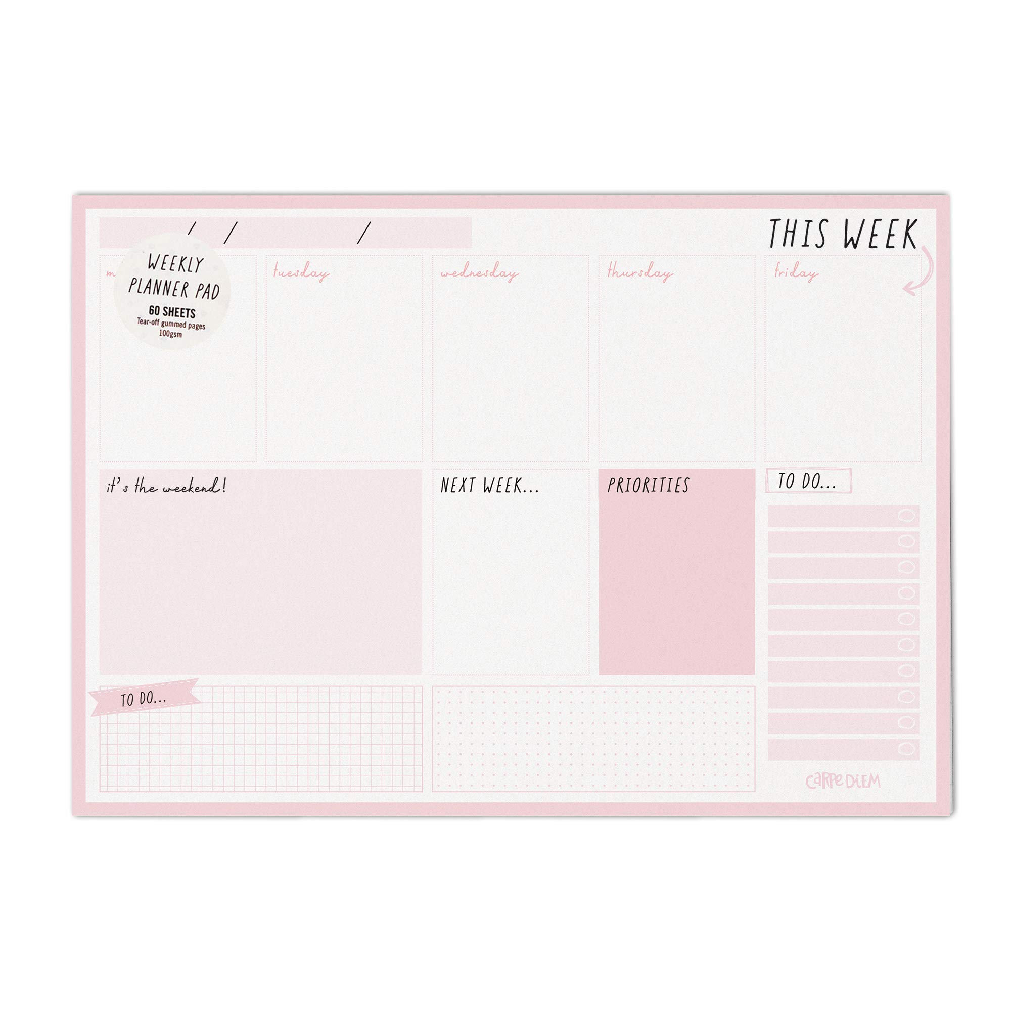 Pukka Pad Carpe Diem Weekly Planner - Ballerina Pink | Premium Productivity Notebook for Work, School & Daily Planning | Perfect Office & Student Organizer