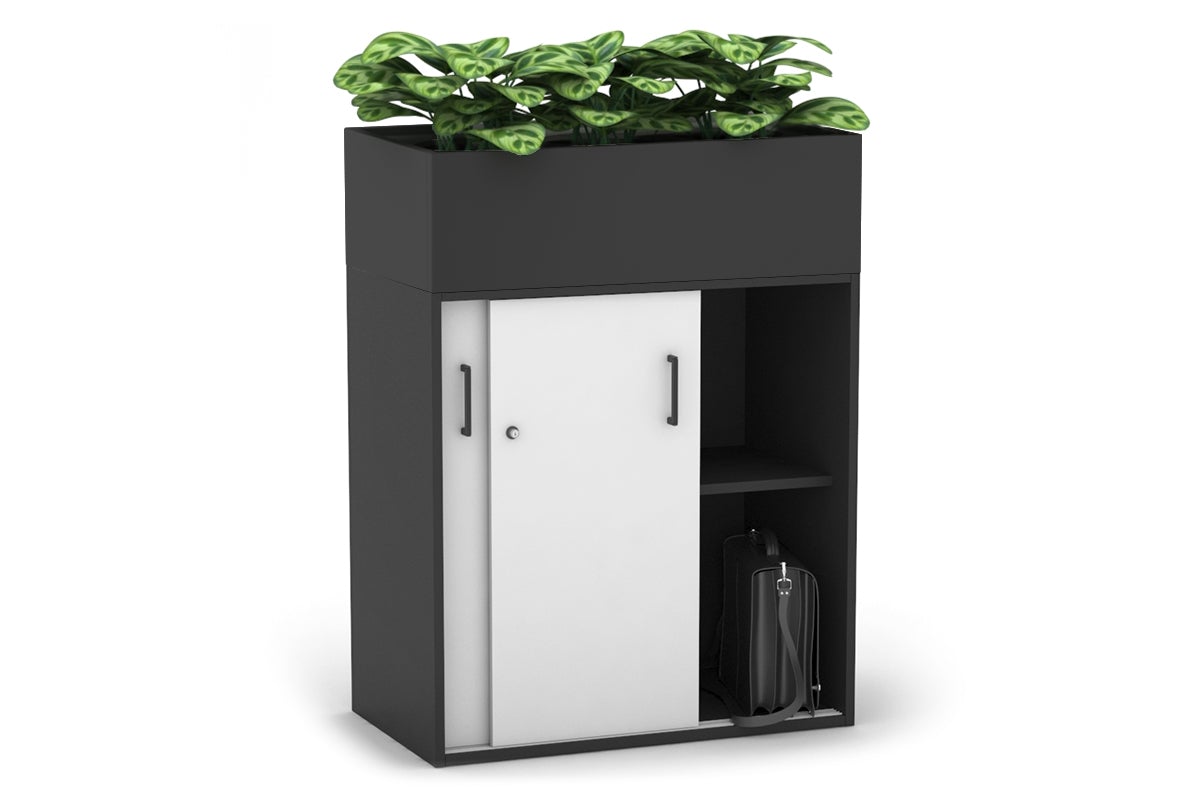 Uniform Medium Credenza with Planter Box - 800W x 1125H x 428D - Modern Storage Cabinet for Living Room, Bedroom or Office - Perfect for Home Organization and Indoor Plant Display