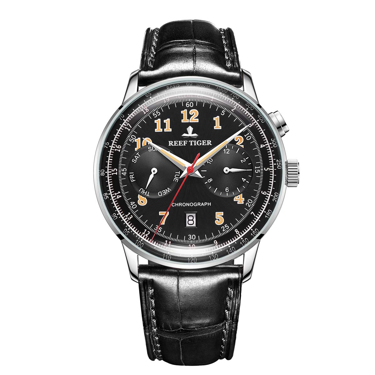 Reef Tiger Vintage Automatic Watch for Men - Stainless Steel Case, Luminous Miyota Movement, Genuine Leather Strap RGA9122 | Perfect for Business, Casual & Formal Occasions