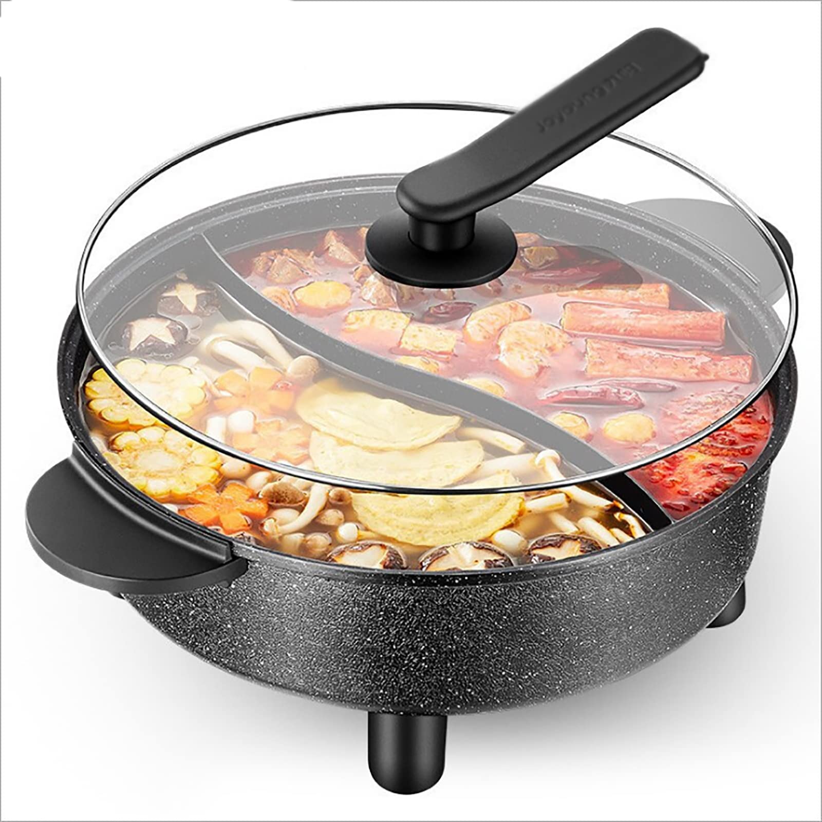 ACD 1600W Large Multi Cooker - Aluminum Electric Skillet & Hot Pot with Adjustable Temperature Control & Non-Stick Coating - Perfect for Family Dinners, Parties & Camping Cooking