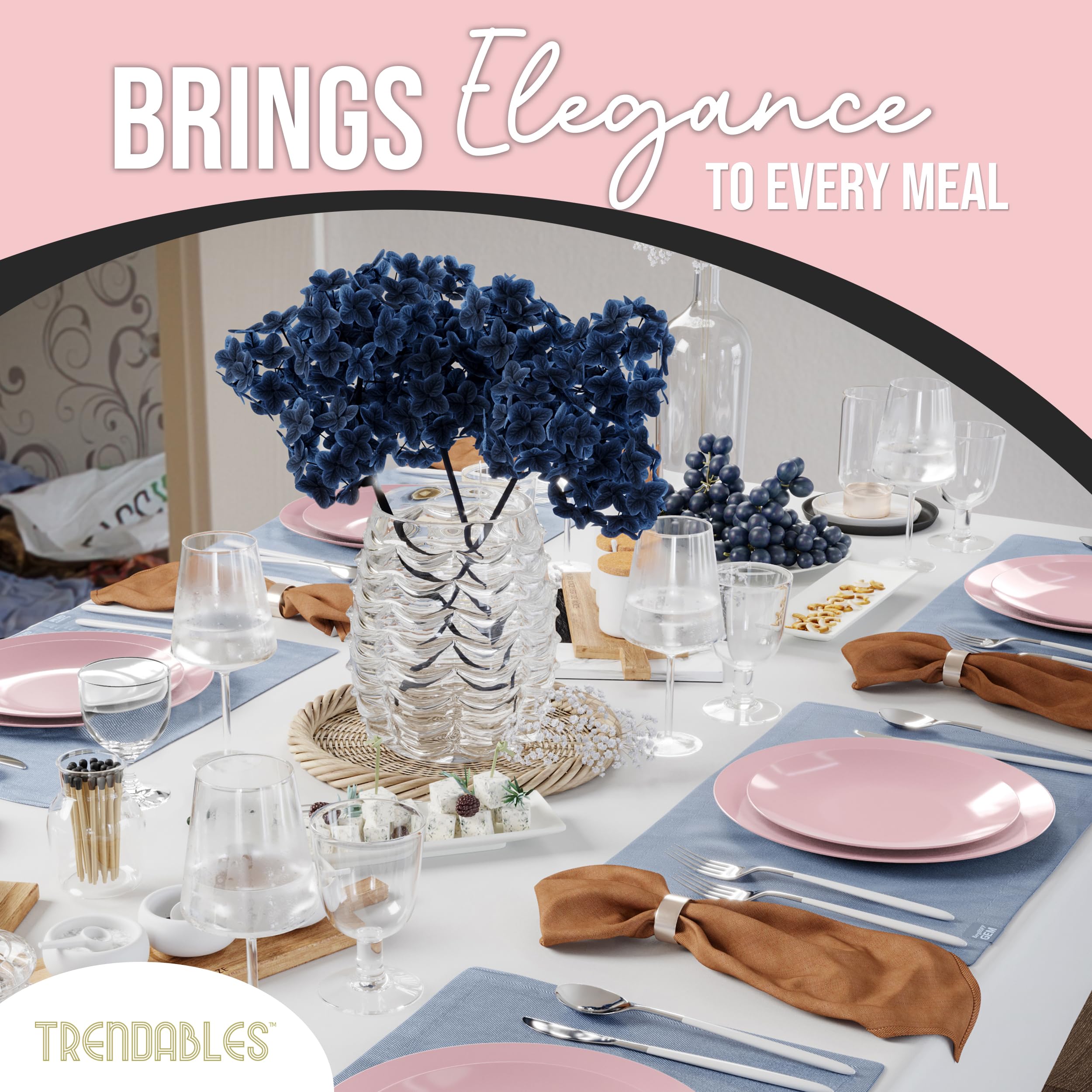 60-Pack Pink Plastic Dinner Plates Set - 30 Heavy Duty 10